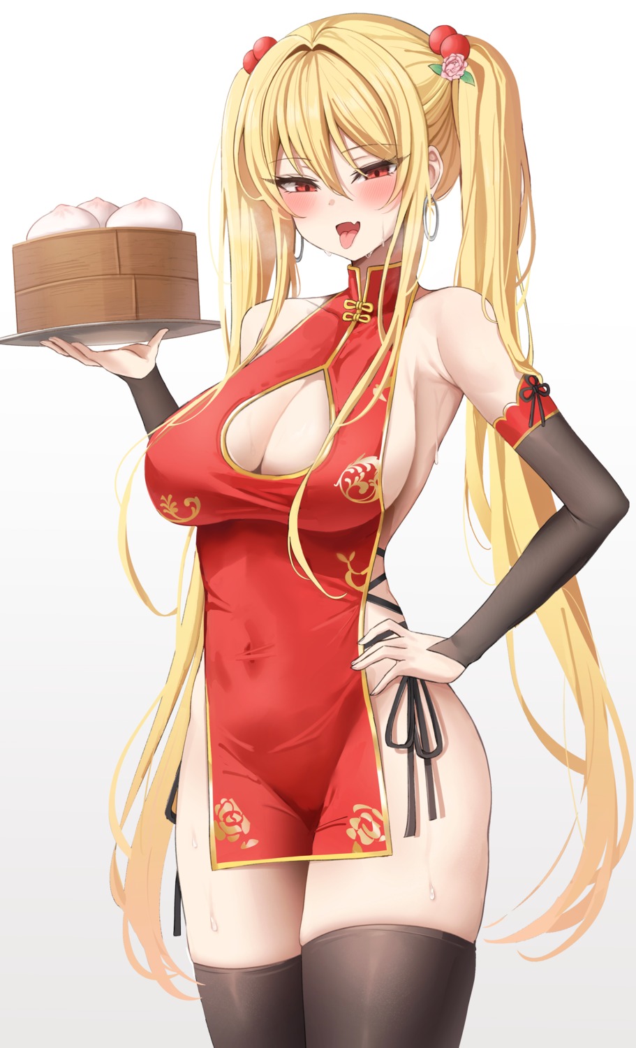 biya_(1024) chinadress erect_nipples no_bra pantsu sayuri_(k_pring) string_panties thighhighs waitress