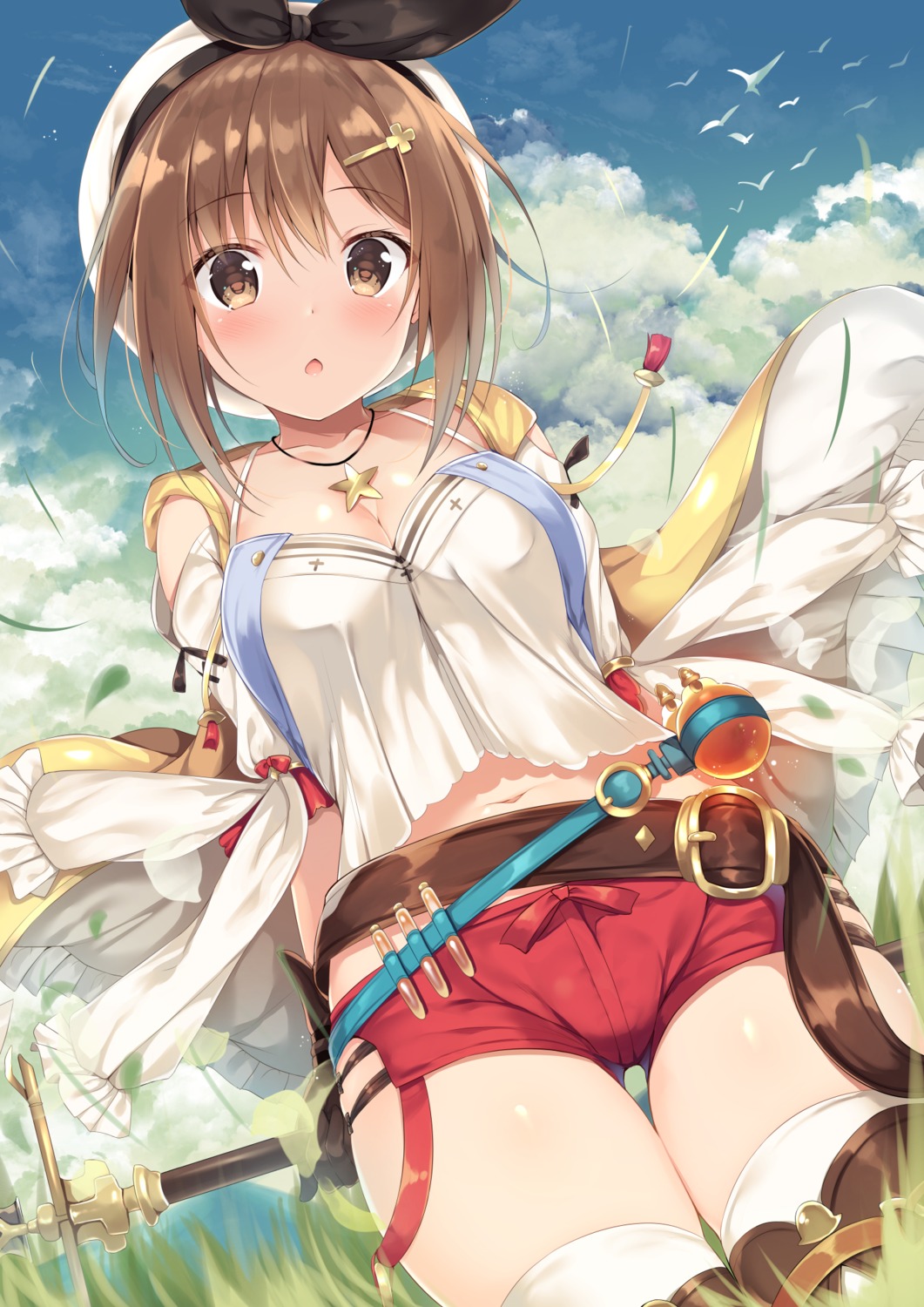 atelier atelier_ryza cleavage reisalin_stout thighhighs tomoo weapon