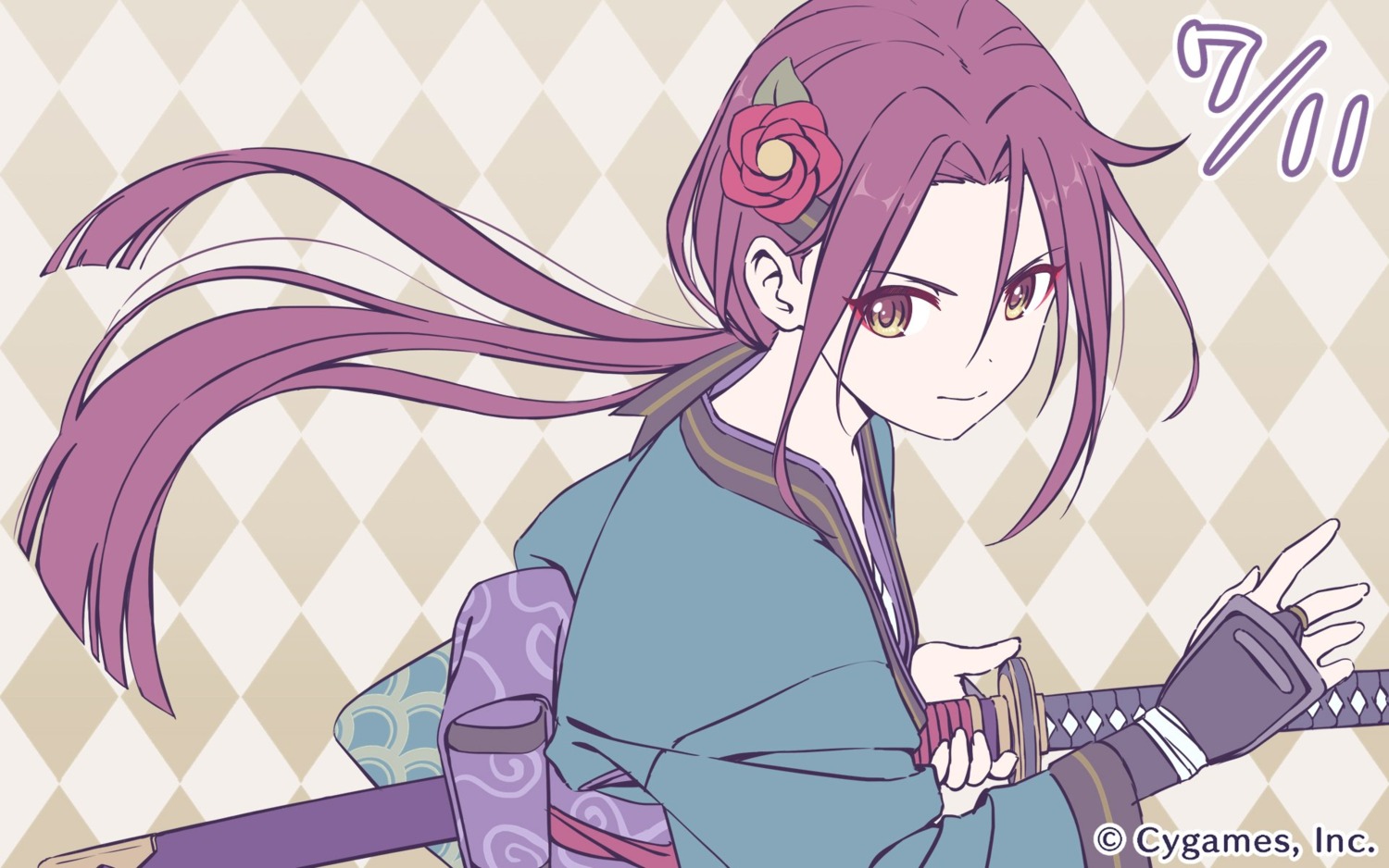 cygames kimono princess_connect princess_connect!_re:dive sword tachiarai_ruka wallpaper