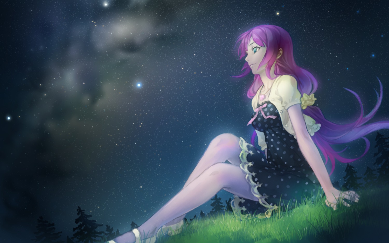 bakemonogatari dress janemere landscape monogatari_(series) senjougahara_hitagi wallpaper