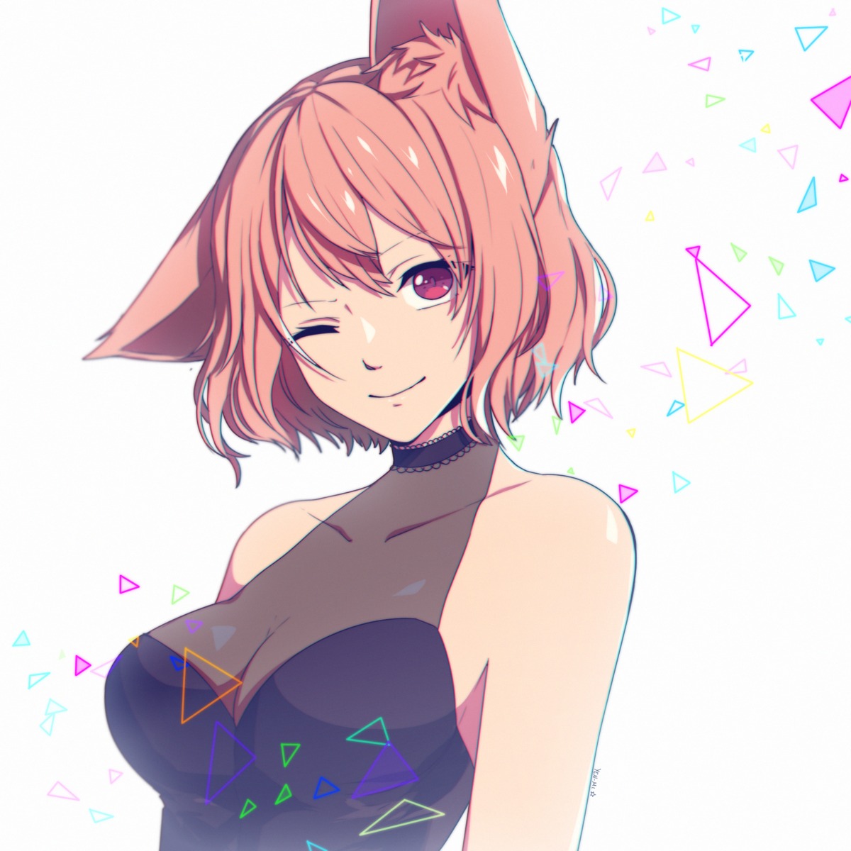 animal_ears cleavage nekomimi see_through yenmi