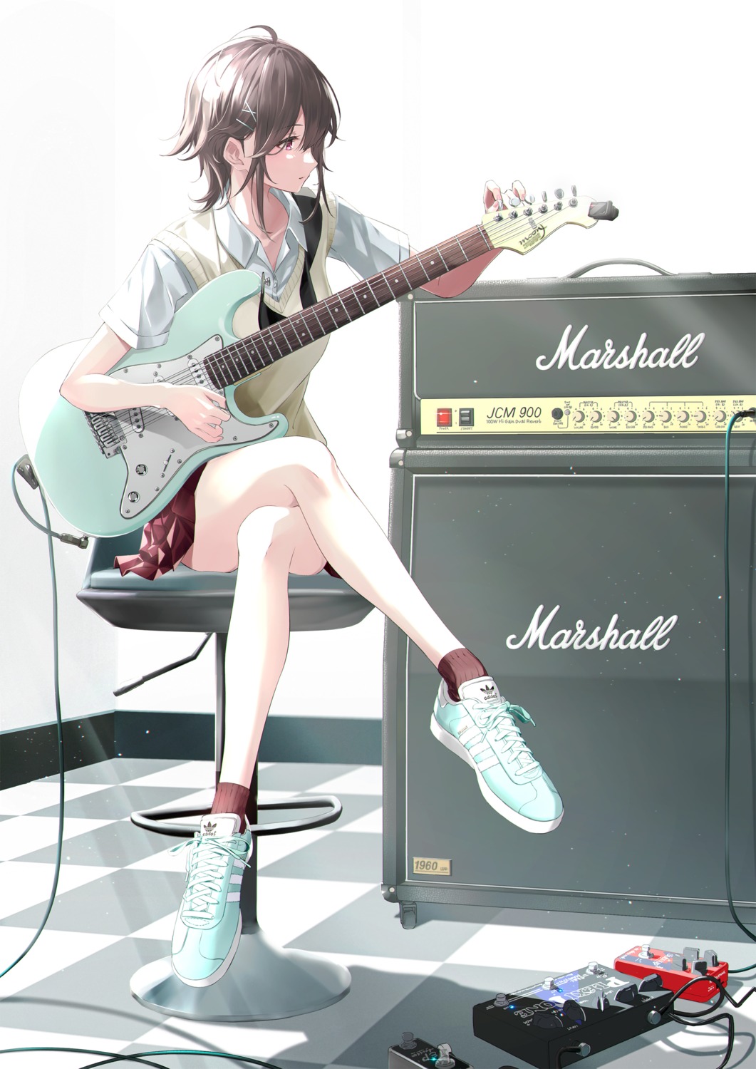 dice_gt guitar seifuku skirt_lift sweater