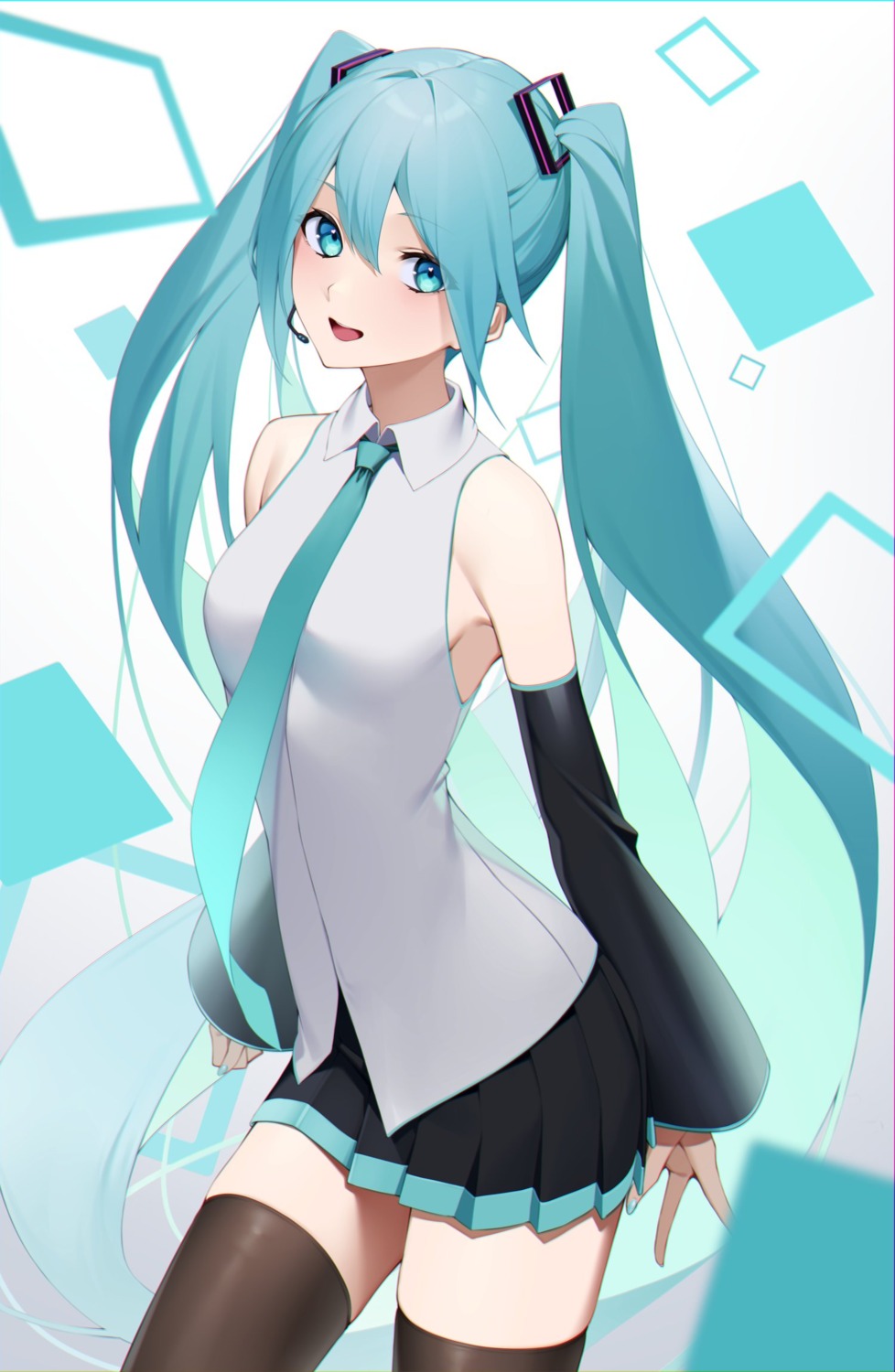 hatsune_miku kuen_(kuennn12) thighhighs vocaloid