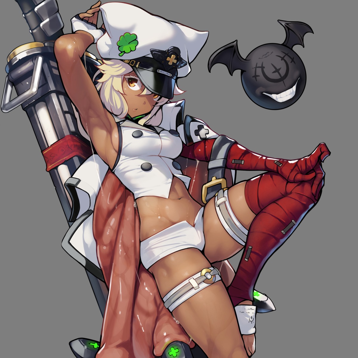 ataruman bandages garter guilty_gear no_bra ramlethal_valentine sword transparent_png uniform