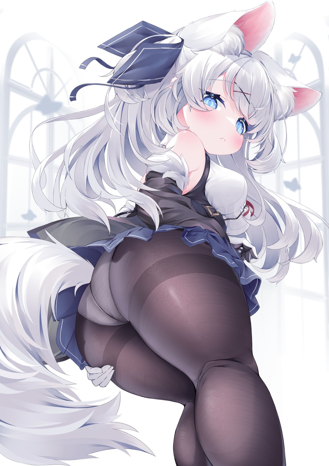 animal_ears ass konagi_(konachi_e) nekomimi pantsu pantyhose skirt_lift tail