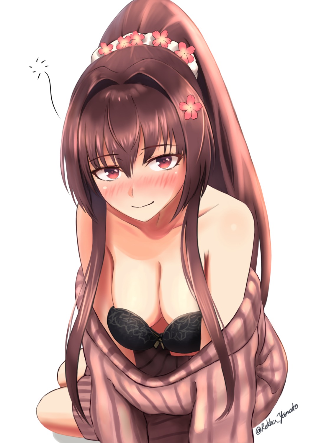 bra kantai_collection open_shirt rekka_yamato sweater yamato_(kancolle)