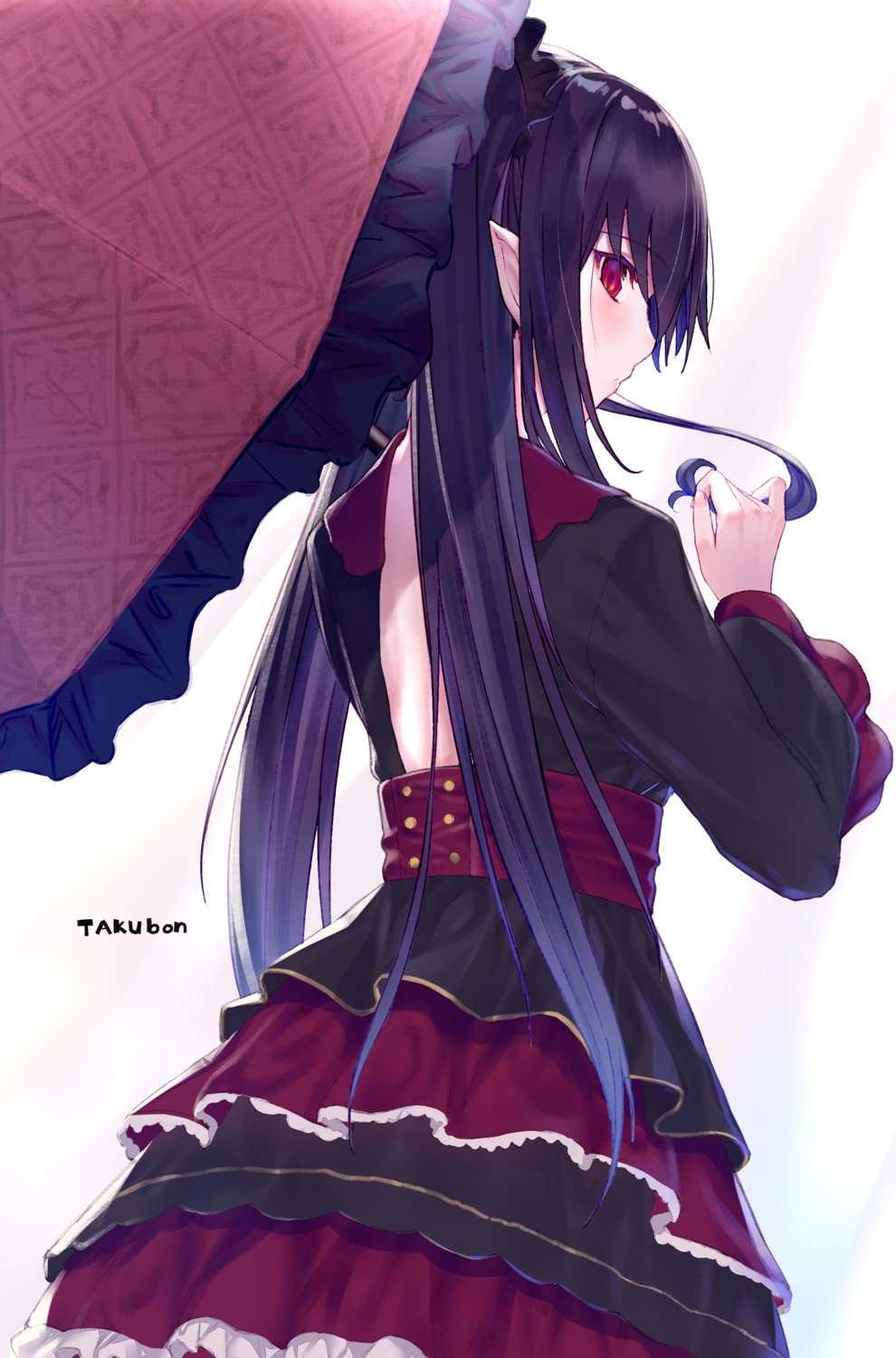 dress gothic_lolita lolita_fashion pointy_ears takubon umbrella