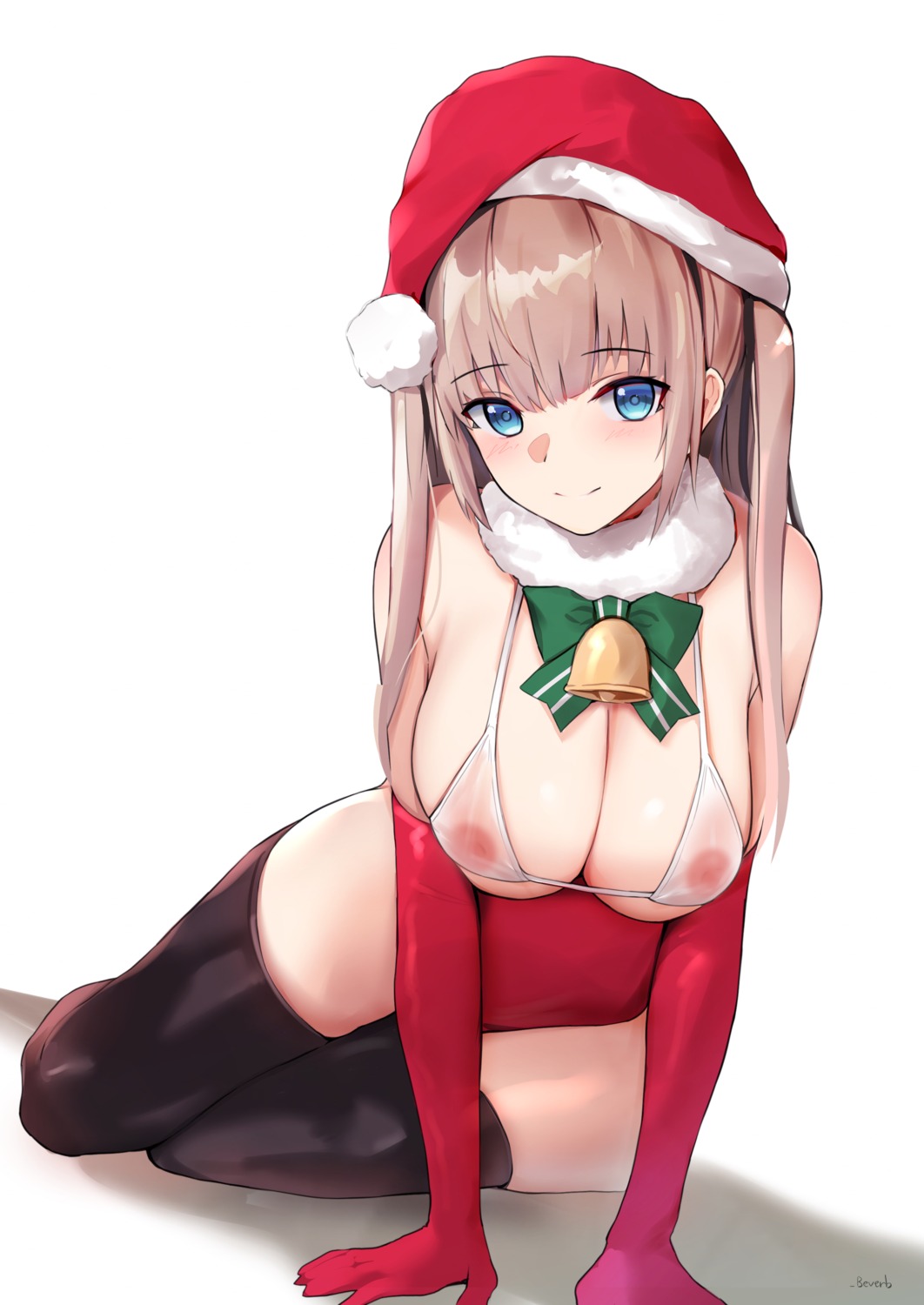 bee_doushi bikini_top christmas nipples see_through swimsuits thighhighs