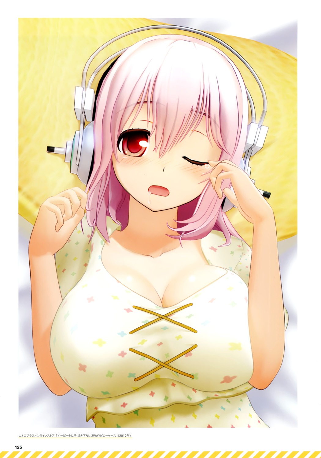 cleavage headphones pajama sonico super_sonico tsuji_santa