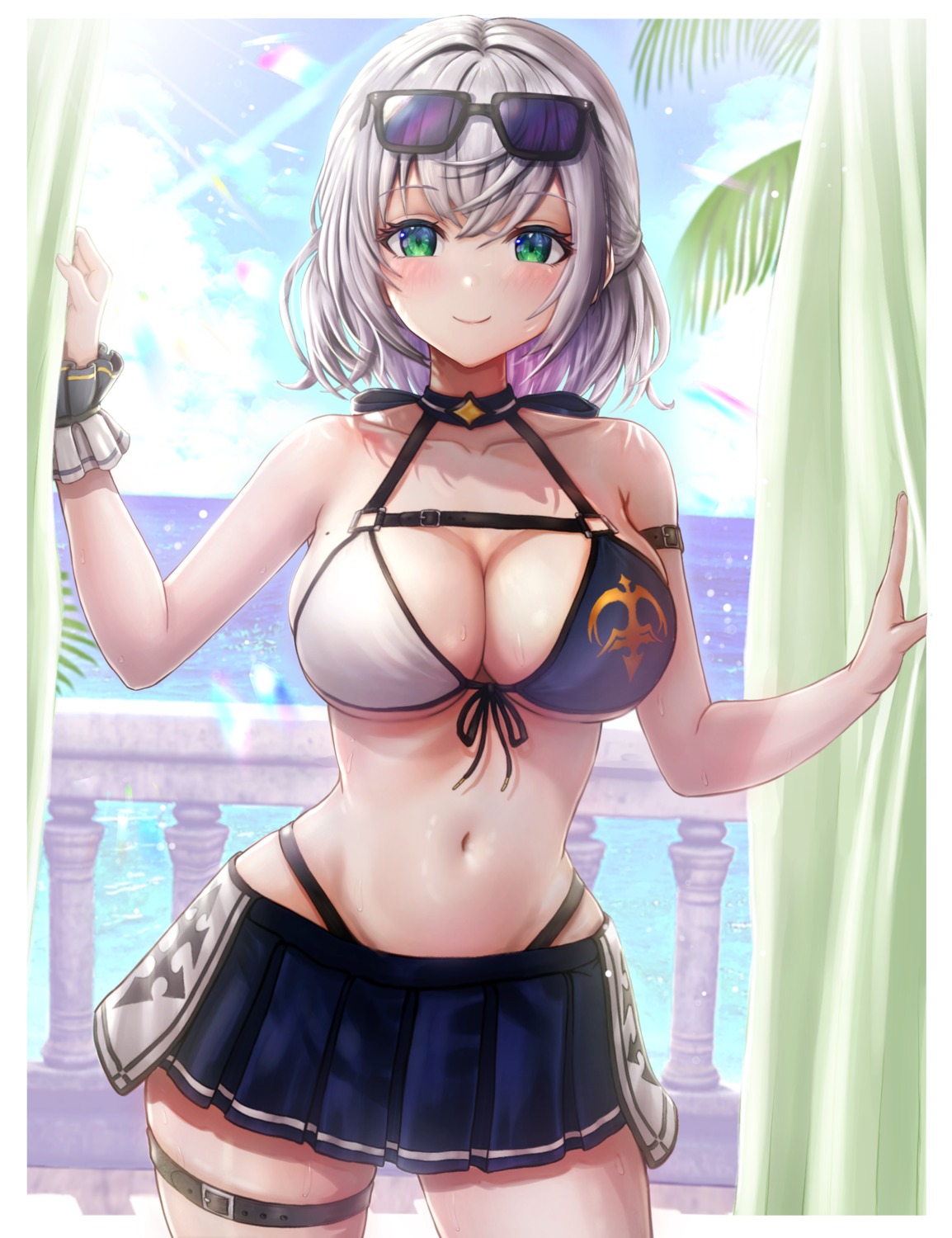 artist_revision bikini garter hololive megane shirogane_noel swimsuits wajuniorbox