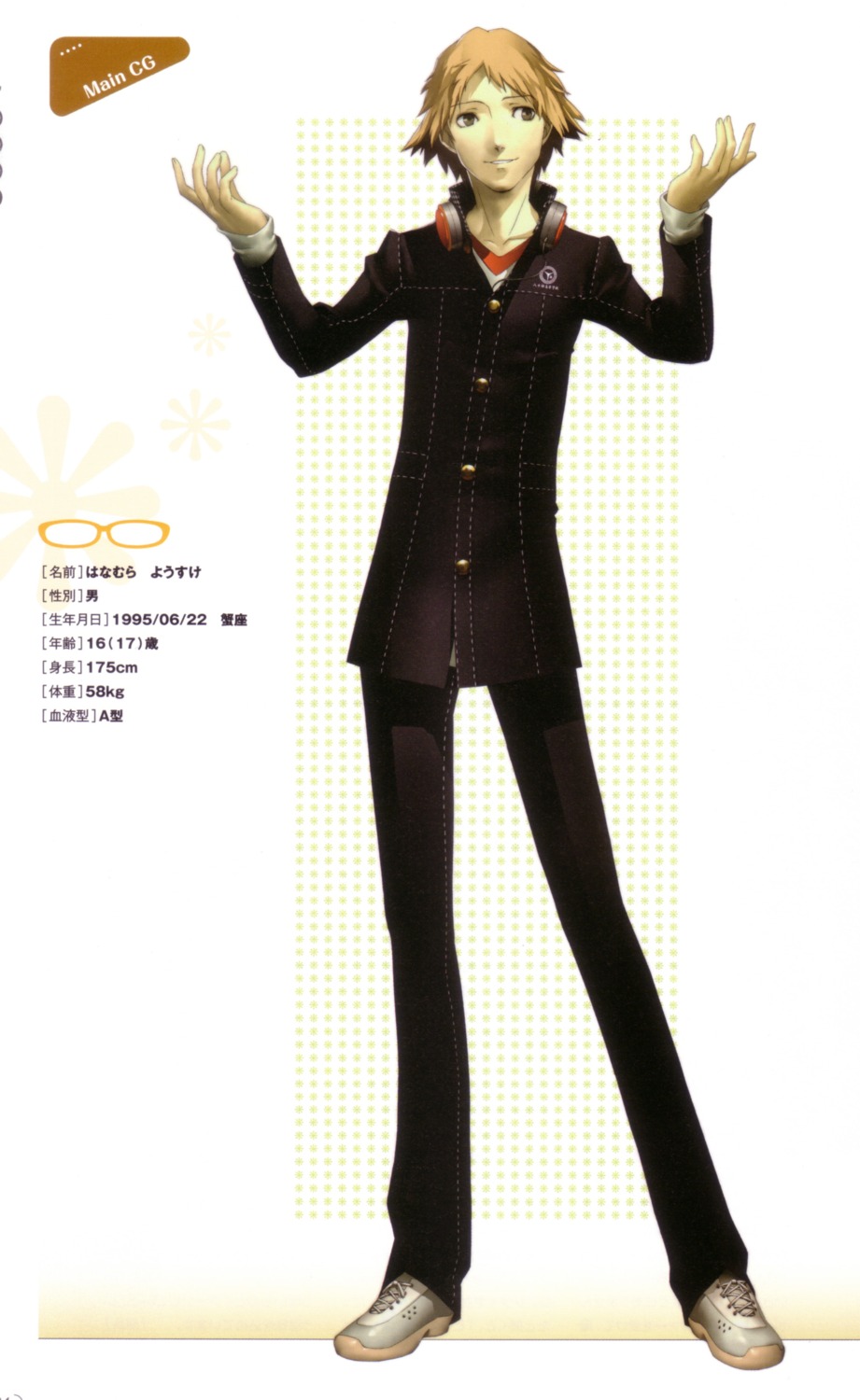 hanamura_yousuke male megaten persona persona_4 profile_page seifuku soejima_shigenori