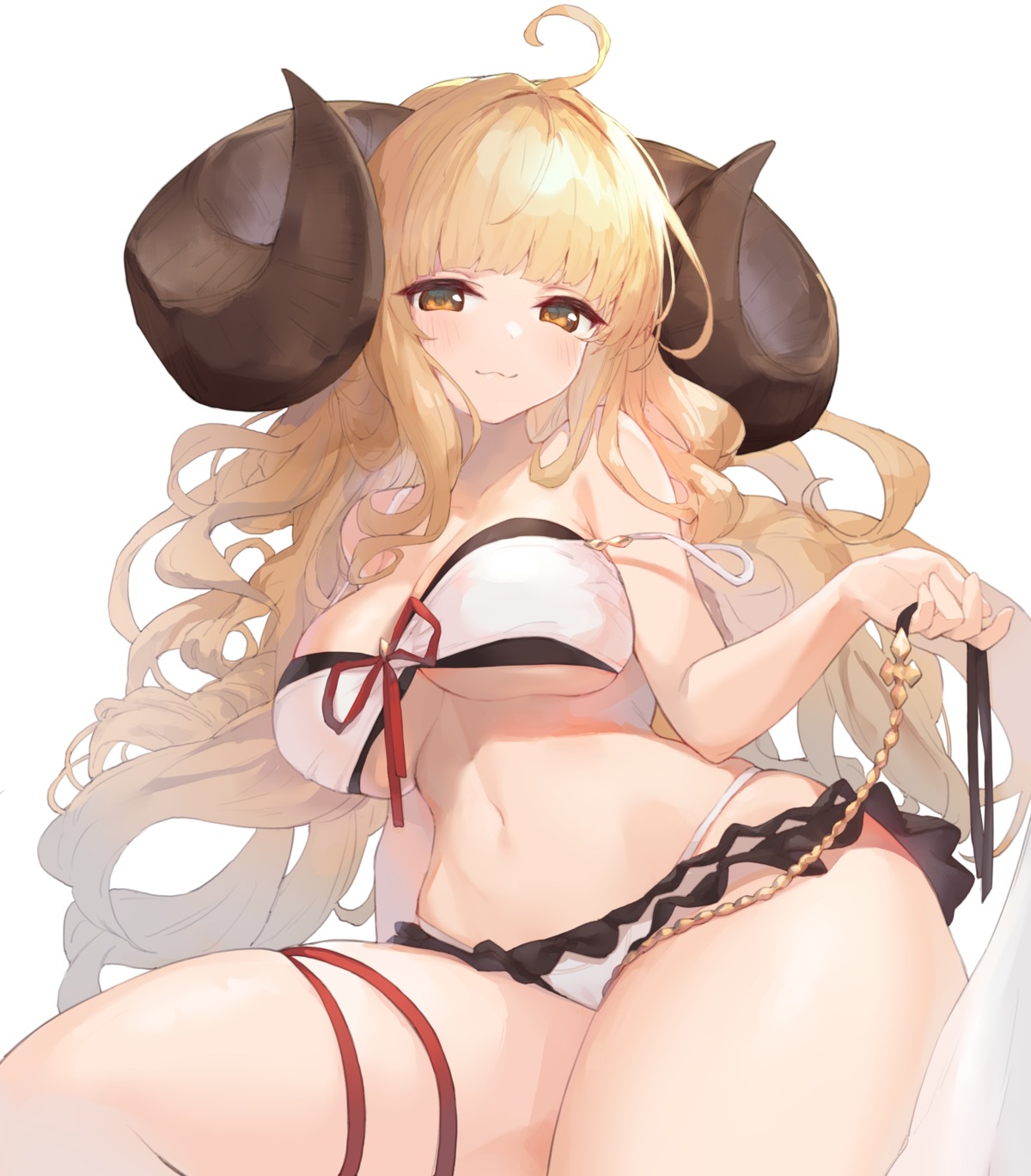 anira_(granblue_fantasy) bikini garter granblue_fantasy horns swimsuits tai_(e3d1p)