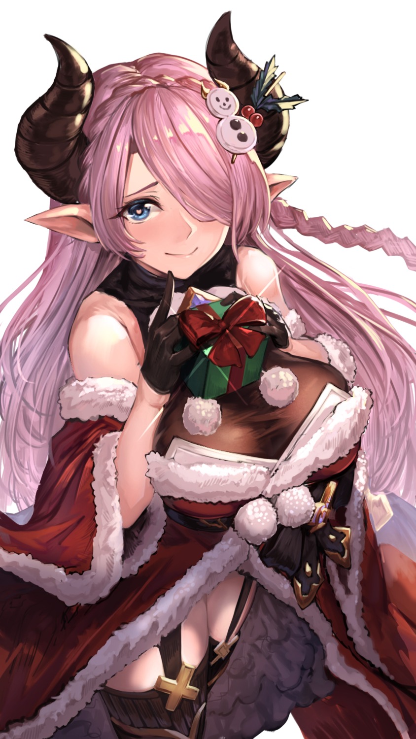 christmas granblue_fantasy horns ikusaneko narumeia_(granblue_fantasy) pointy_ears stockings thighhighs