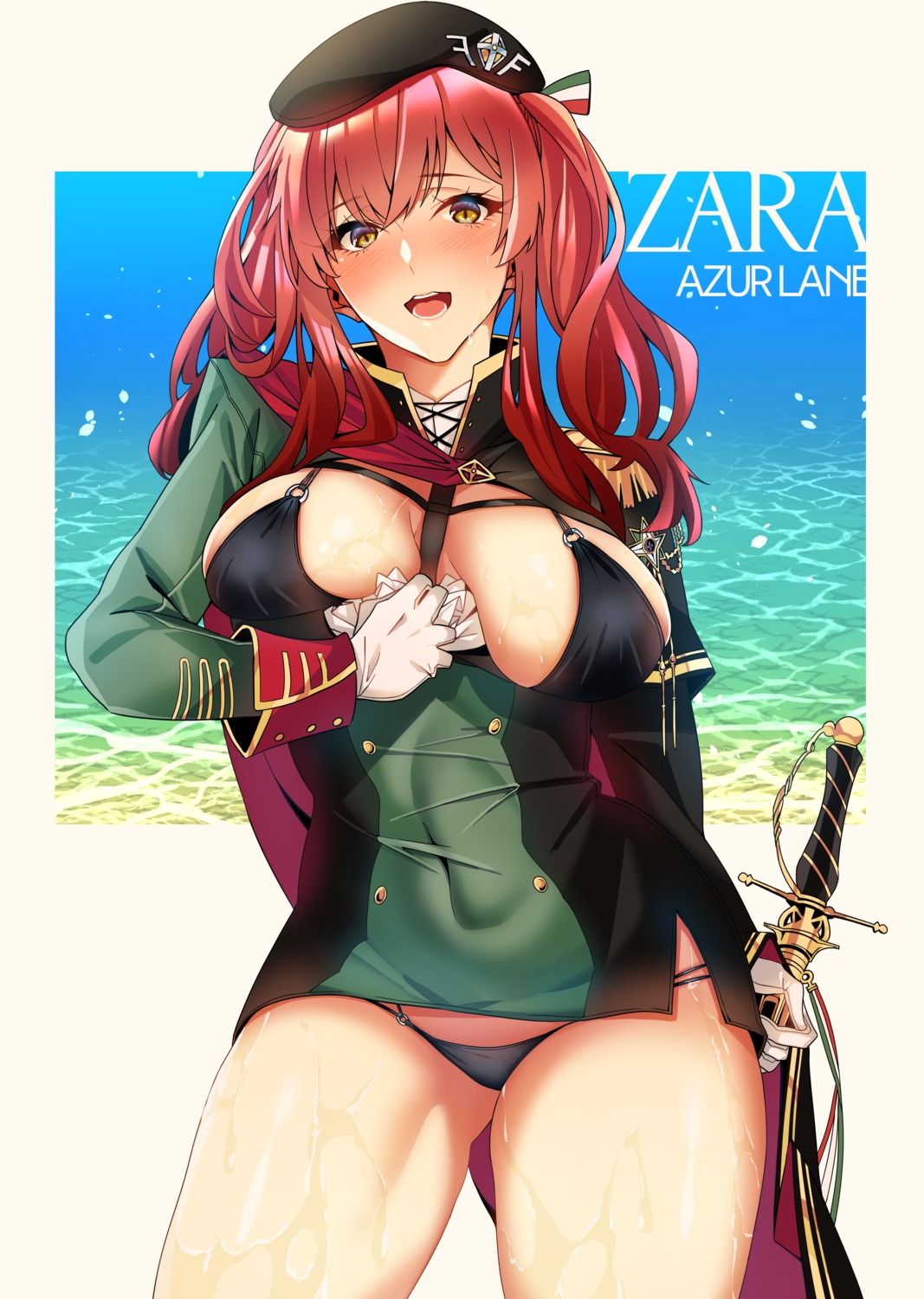 asakawa_(outeq) azur_lane bikini swimsuits sword uniform wet zara_(azur_lane)