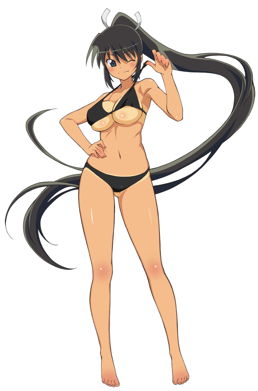 bikini cleavage homura_(senran_kagura) senran_kagura swimsuits tan_lines torii_takashi underboob