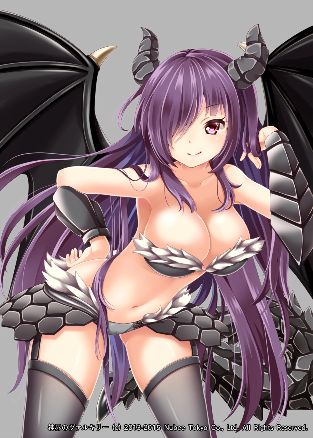 armor bikini_armor cleavage hakuda_tofu horns nubee shinkai_no_valkyrie thighhighs wings