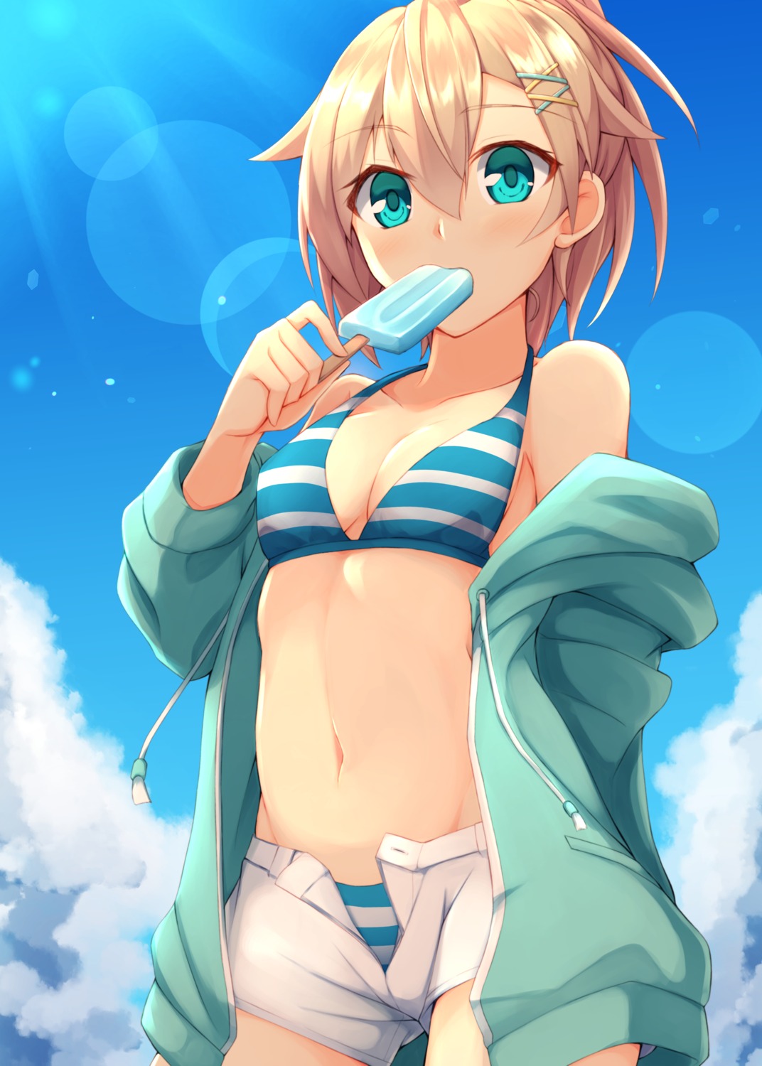 bikini cleavage kuzukiri_(riezenagel) open_shirt swimsuits