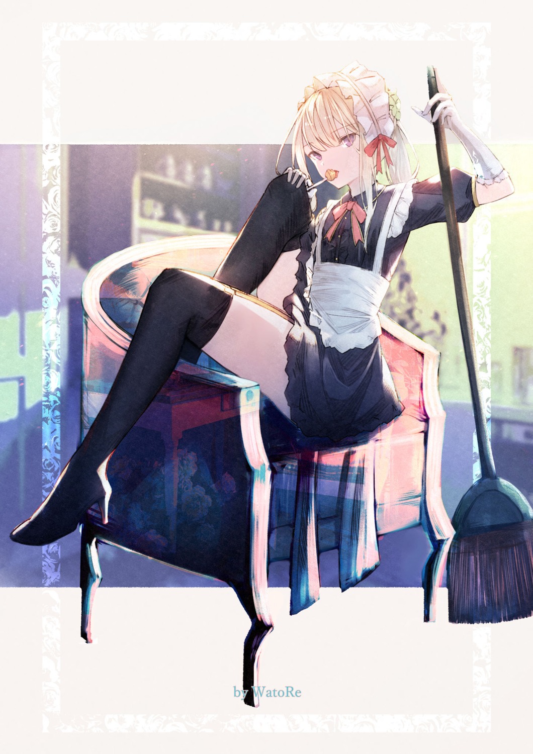 heels maid skirt_lift thighhighs watori_re