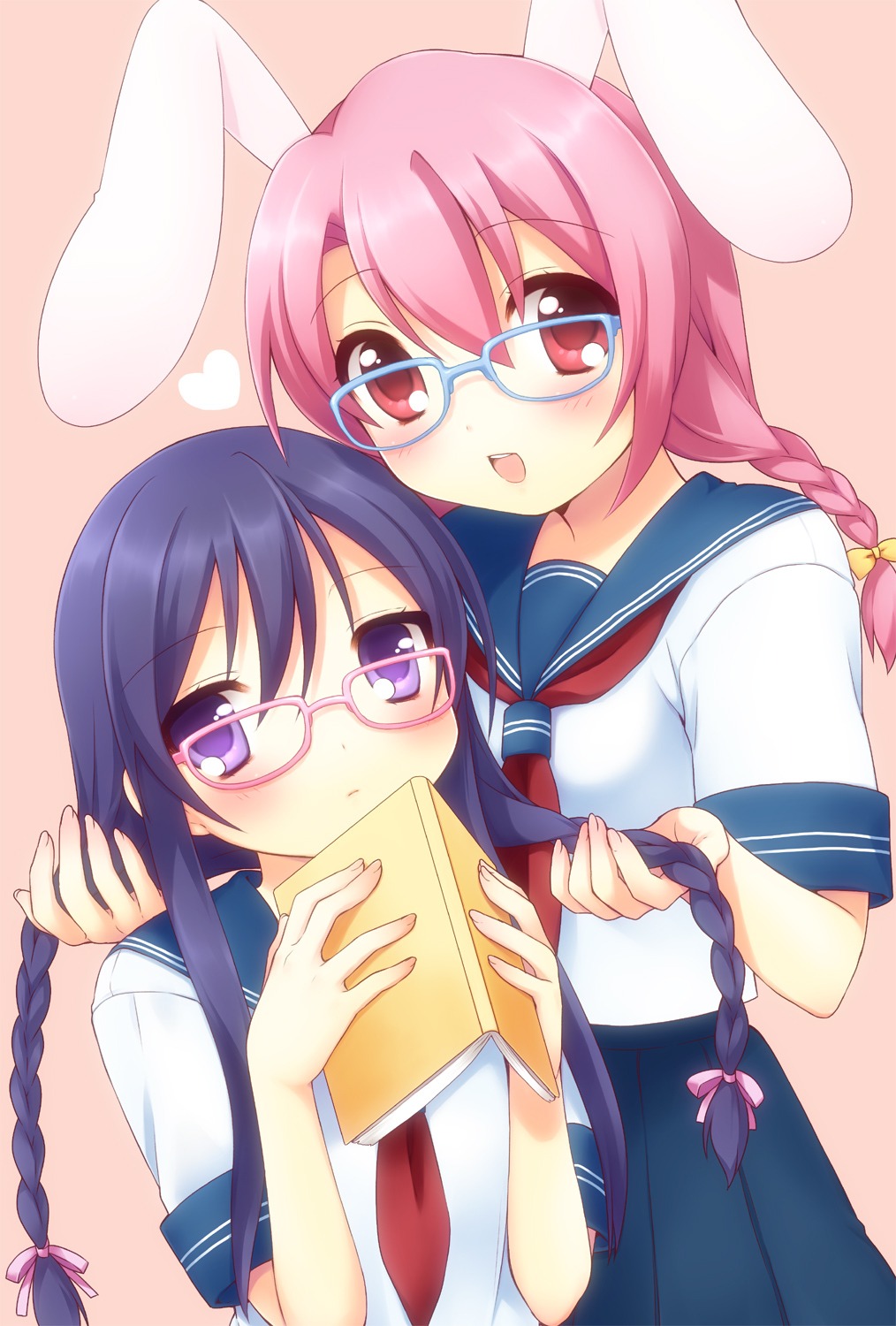 animal_ears bunny_ears mani megane seifuku