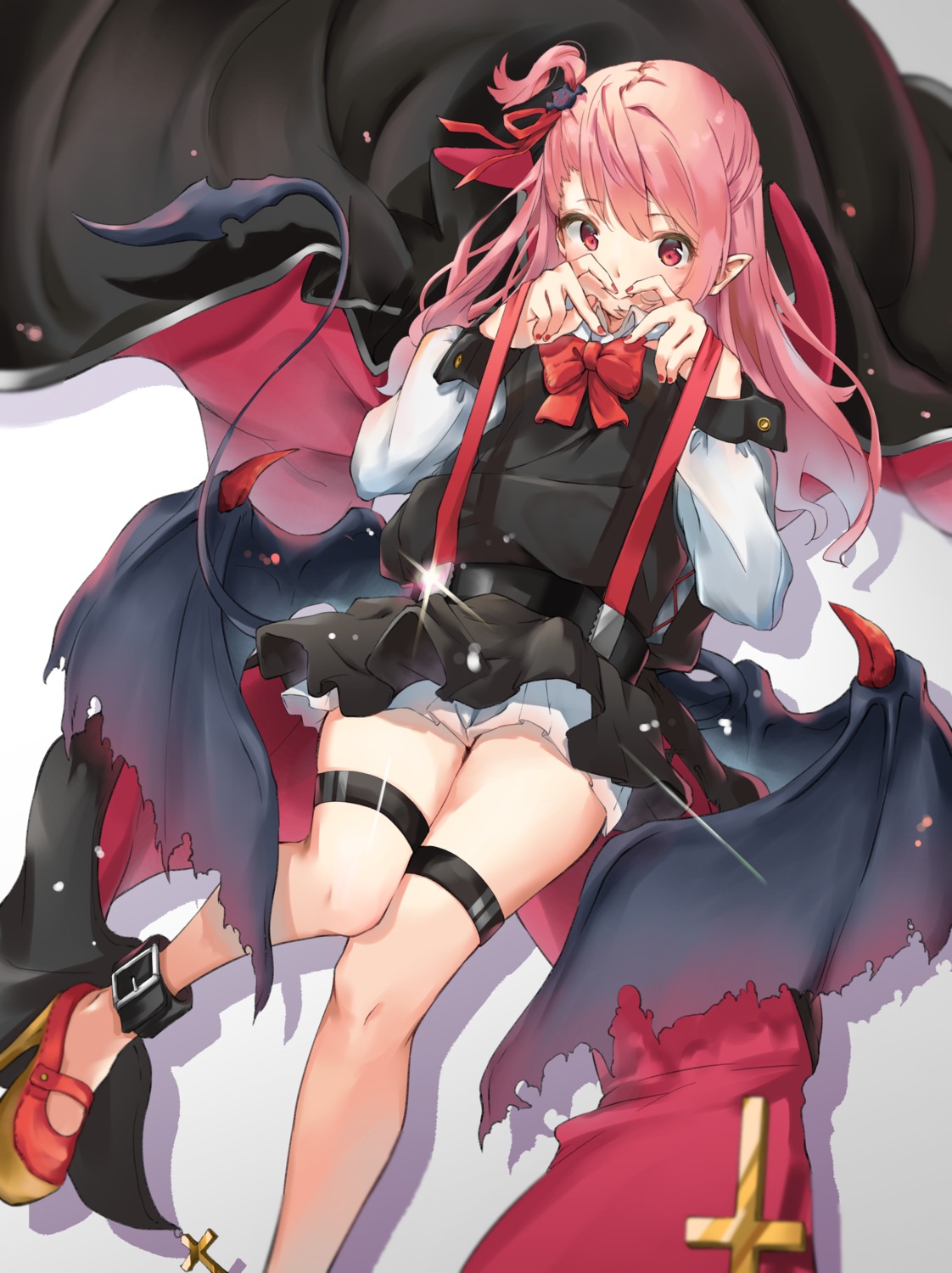 garter heels laz pointy_ears skirt_lift tail wings