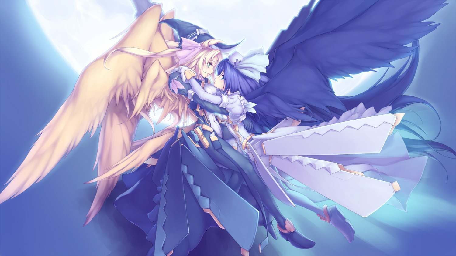 angel die_blonde_bestie kyoukai_senjou_no_horizon marga_nalze margot_knight symmetrical_docking wings witch yuri