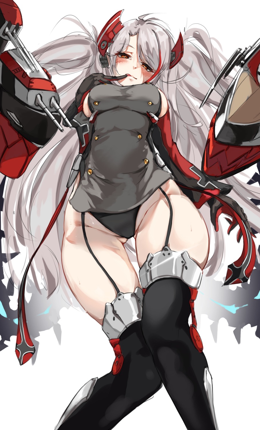 azur_lane kilalesi no_bra pantsu prinz_eugen_(azur_lane) stockings thighhighs uniform