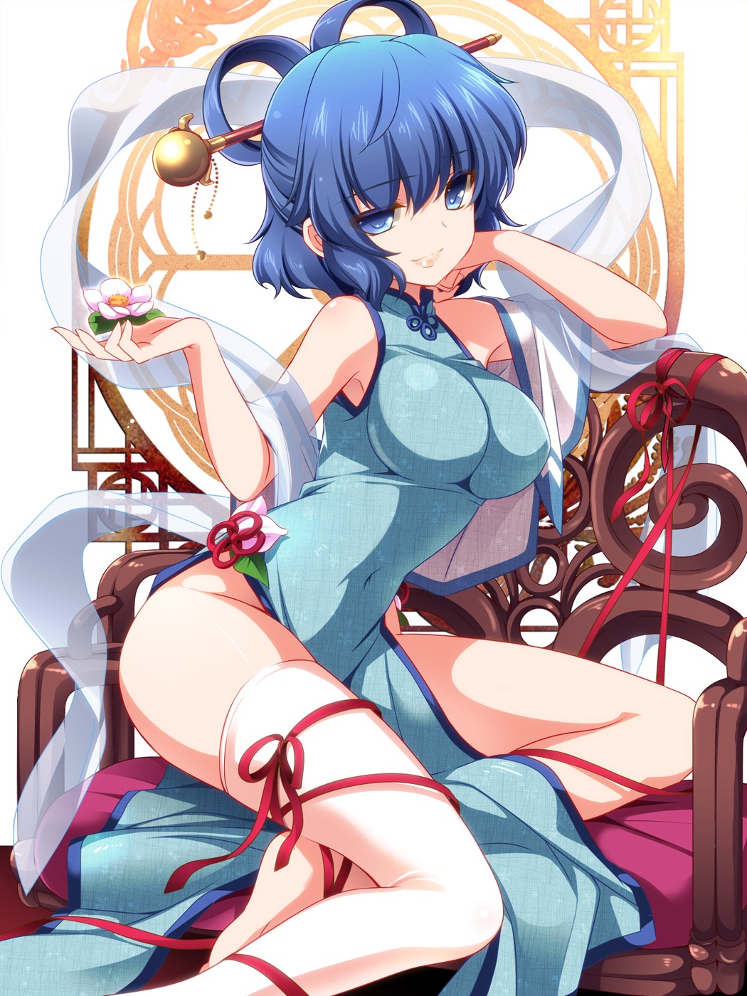 chinadress kaku_seiga monety nopan thighhighs touhou