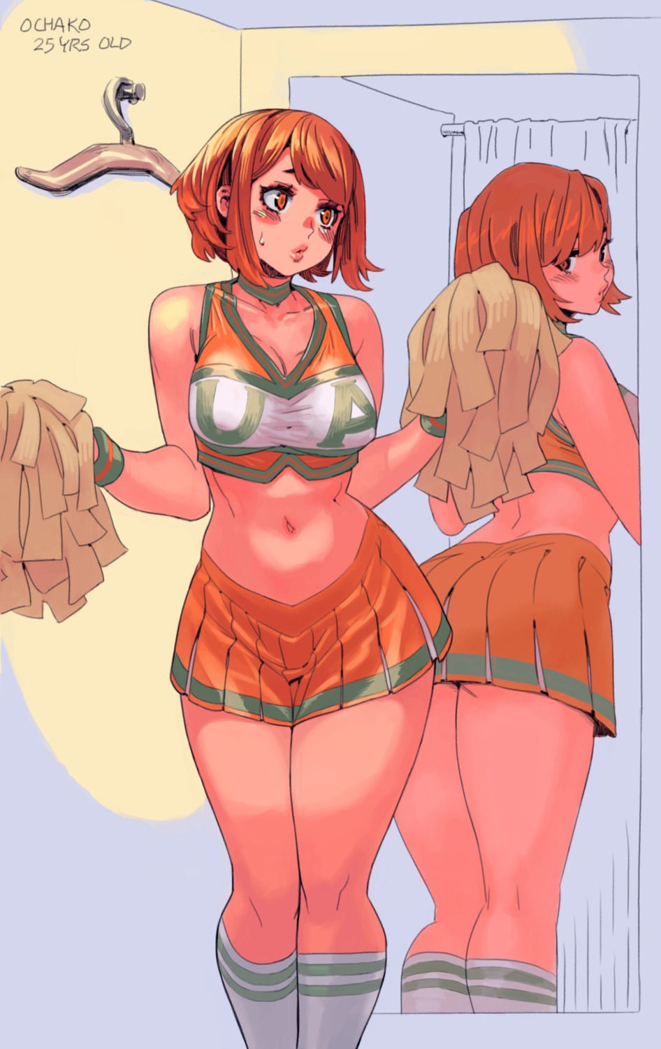 archvermin boku_no_hero_academia cheerleader cleavage uraraka_ochako