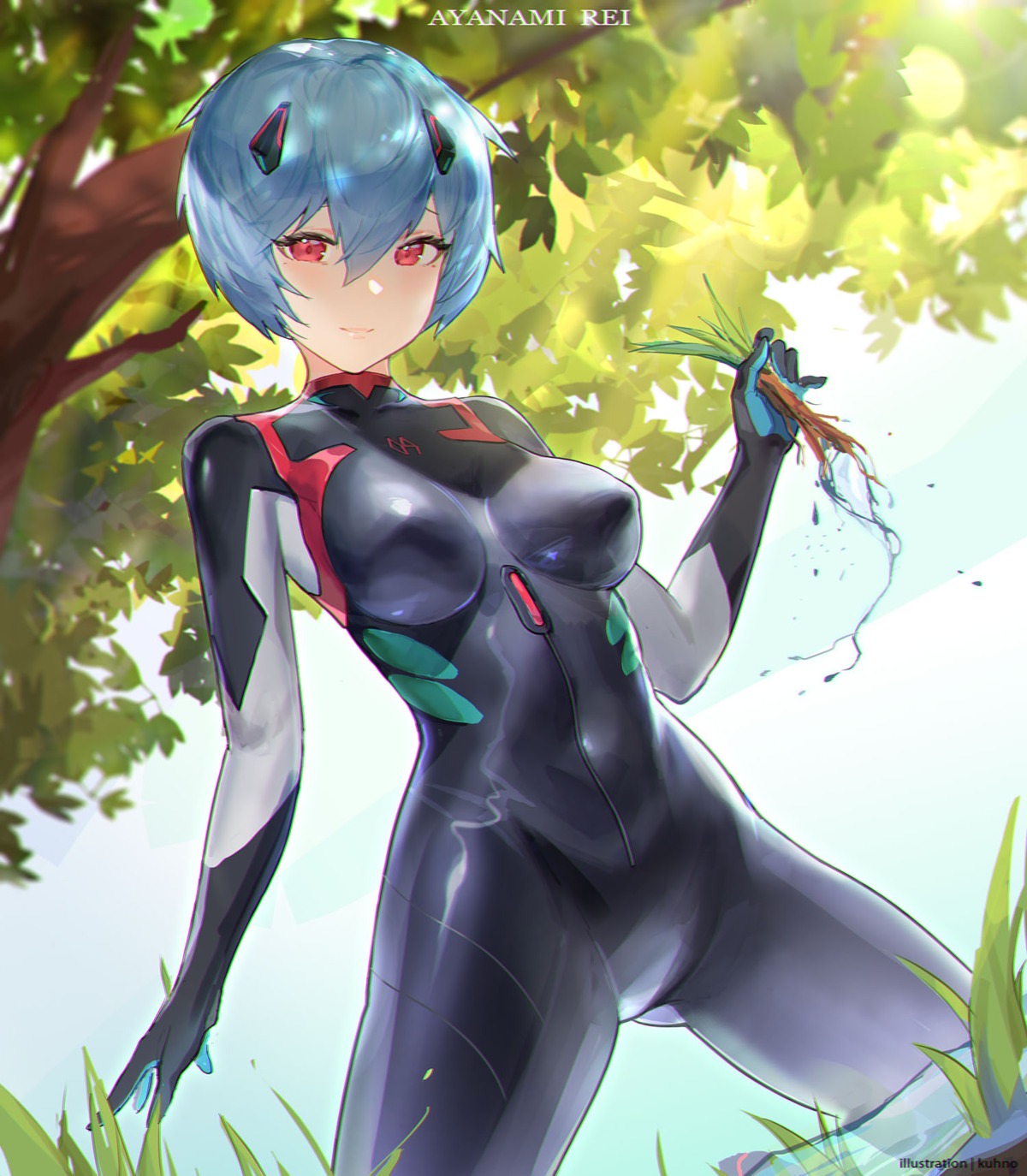 ayanami_rei bodysuit erect_nipples kuhnowushi neon_genesis_evangelion wet