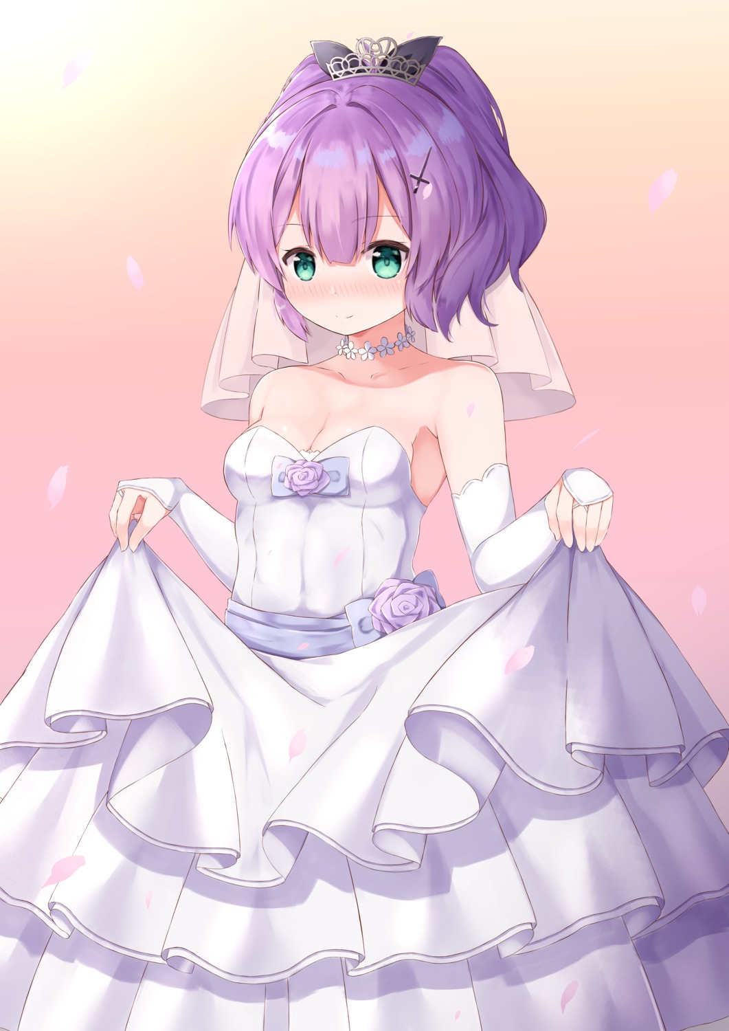 azur_lane cleavage dress javelin_(azur_lane) moko_(mokomozi11) wedding_dress