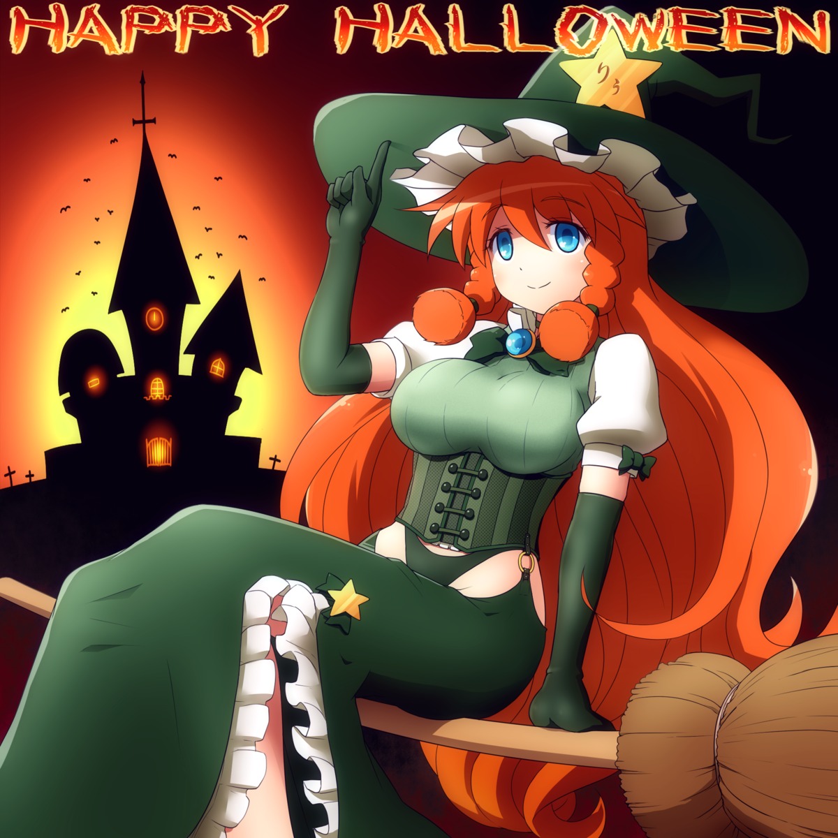 halloween hong_meiling pantsu shirosato touhou witch