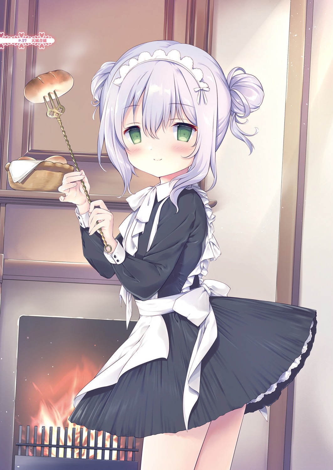 amanagi_seiji maid skirt_lift