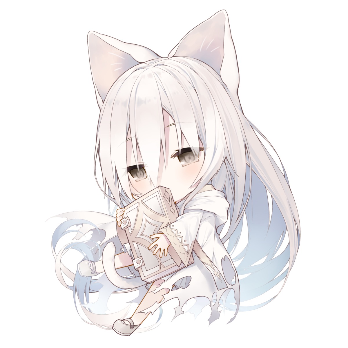 animal_ears chibi tail tokuno_yuika torn_clothes