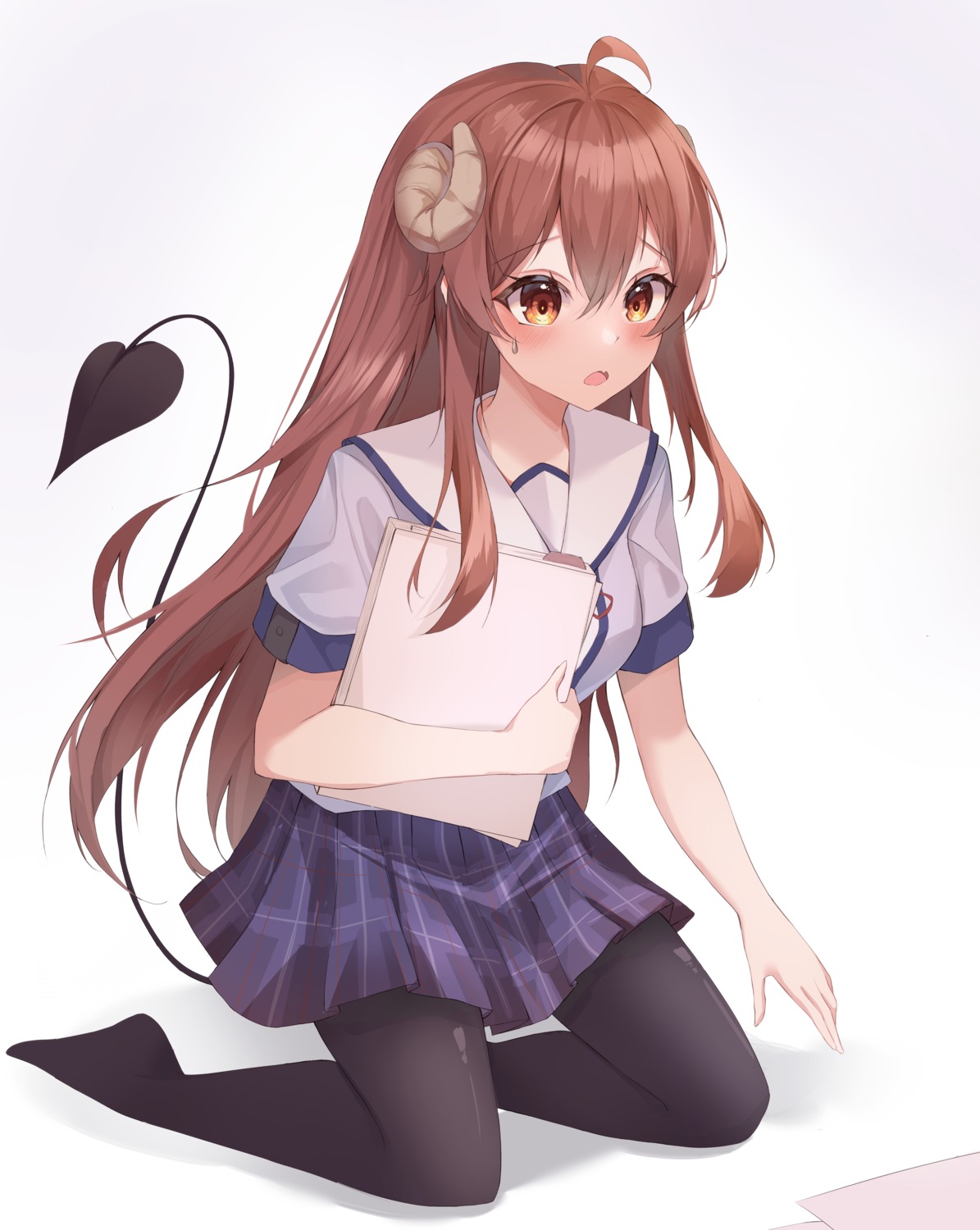 horns machikado_mazoku pantyhose schuld seifuku tail yoshida_yuuko_(machikado_mazoku)