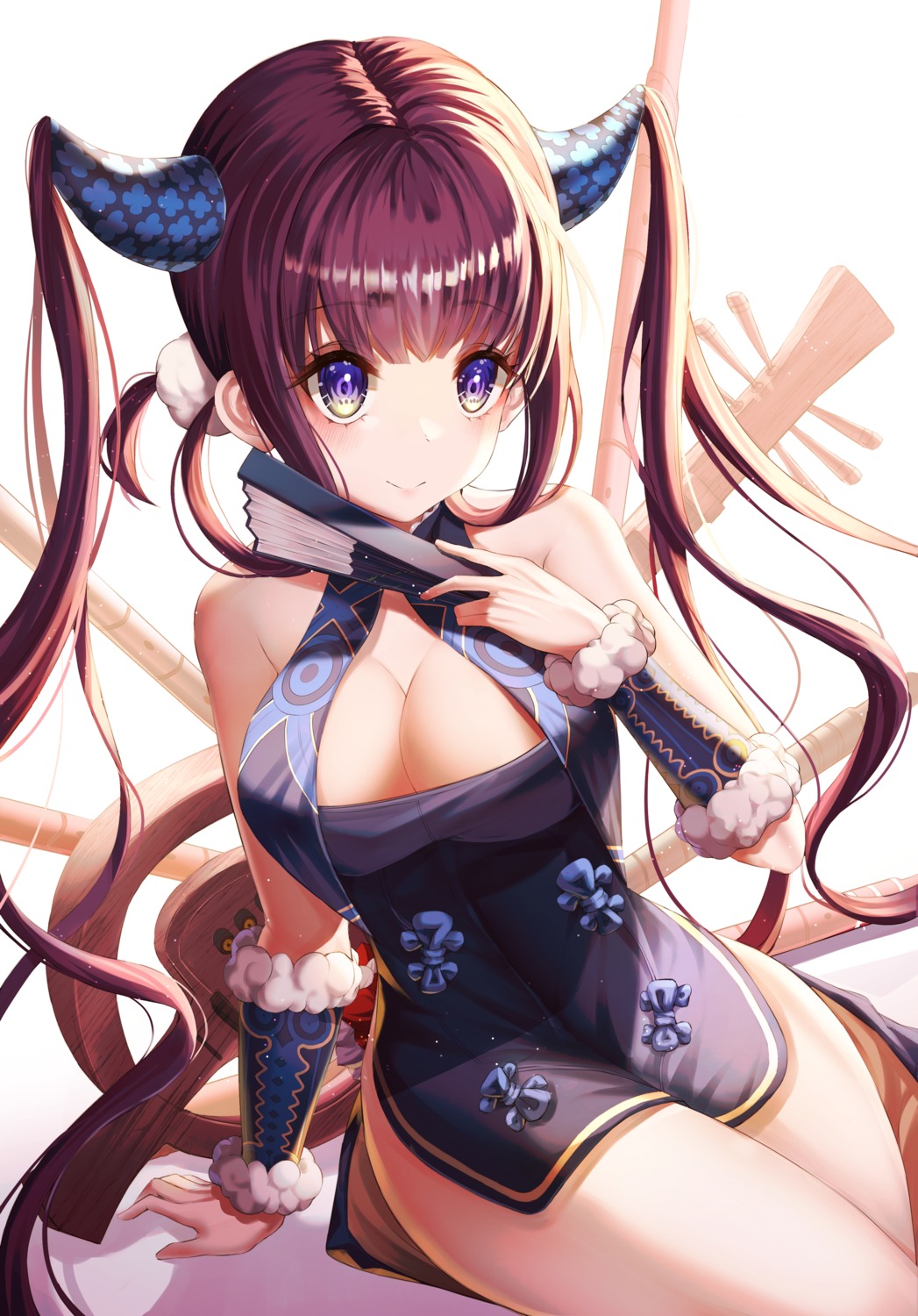 asian_clothes cleavage fate/grand_order horns hyangu yang_guifei_(fate/grand_order)