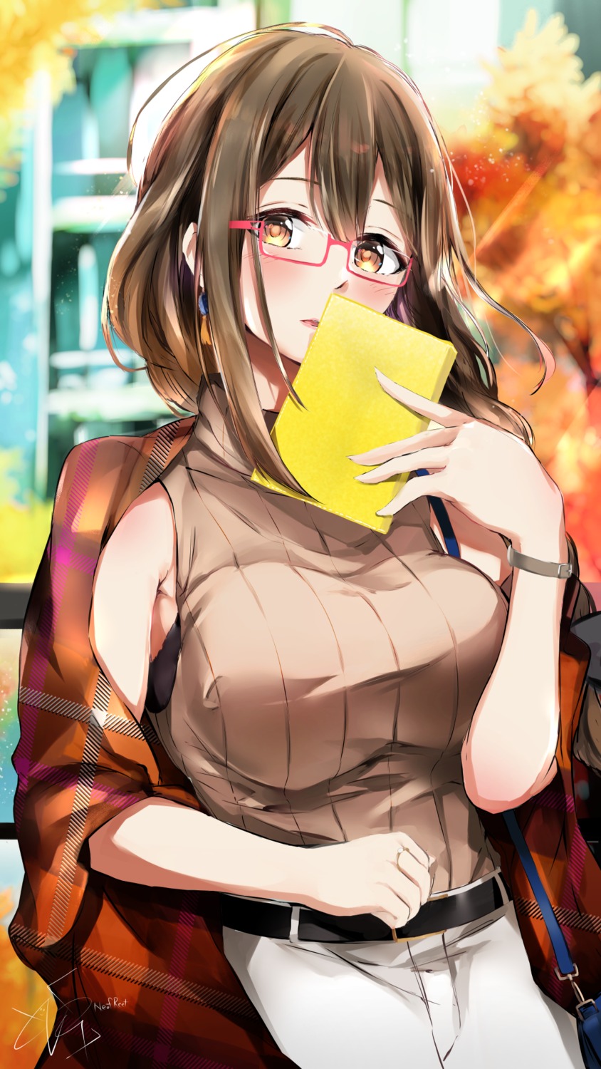 kuwayama_chiyuki megane neofreet sweater the_idolm@ster the_idolm@ster_shiny_colors