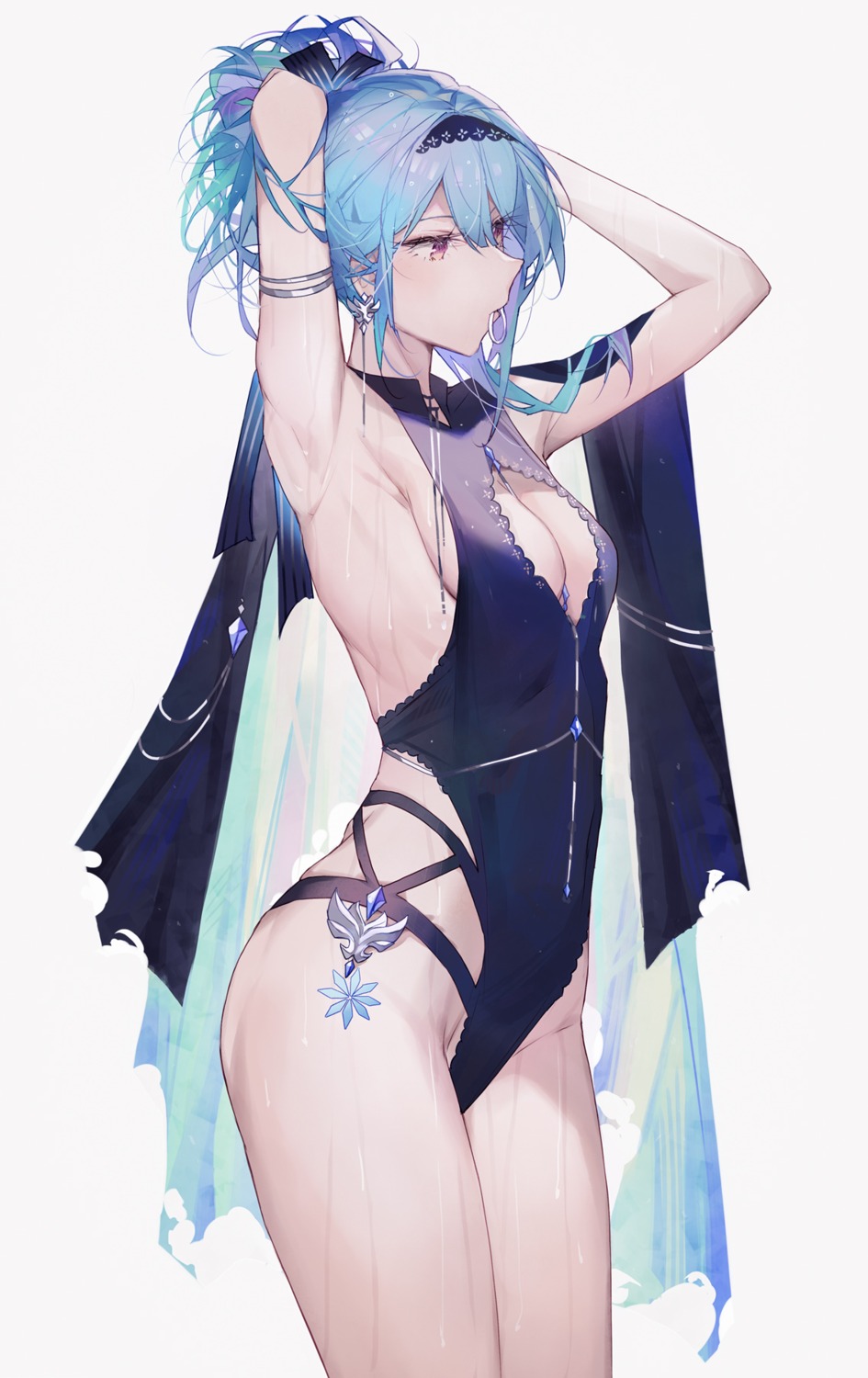 eula genshin_impact qiandaiyiyu swimsuits wet