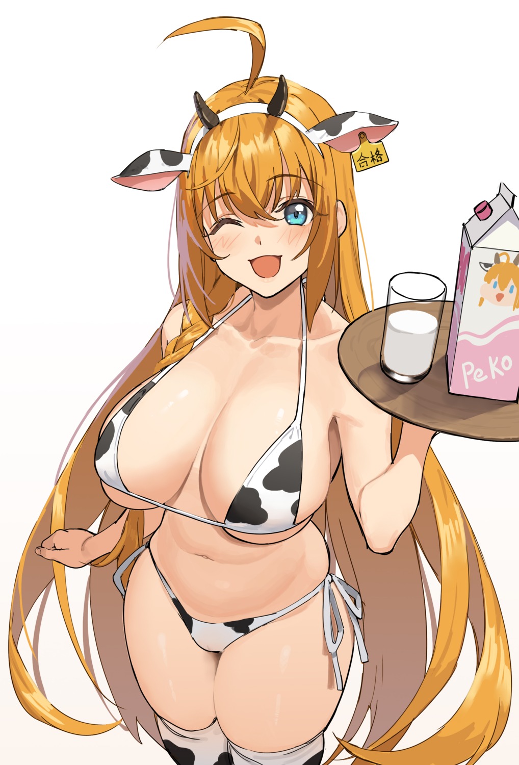 animal_ears bikini cameltoe goumudan horns pecorine princess_connect princess_connect!_re:dive swimsuits thighhighs