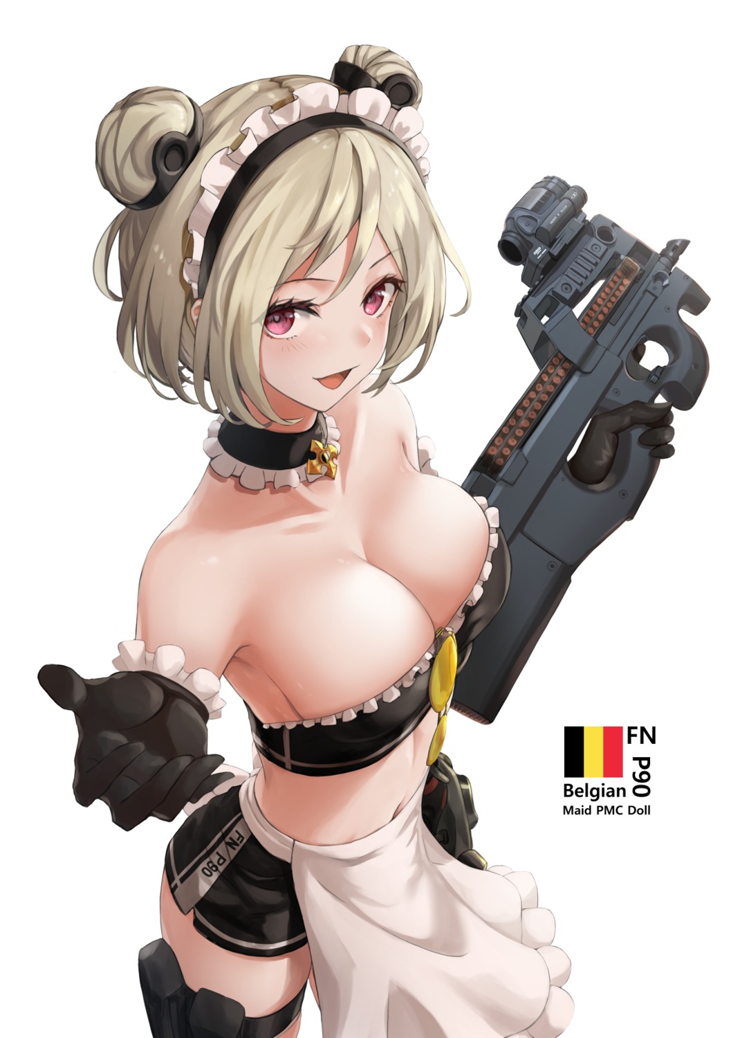 bra chaciooh garter girls_frontline gun maid p90_(girls_frontline)