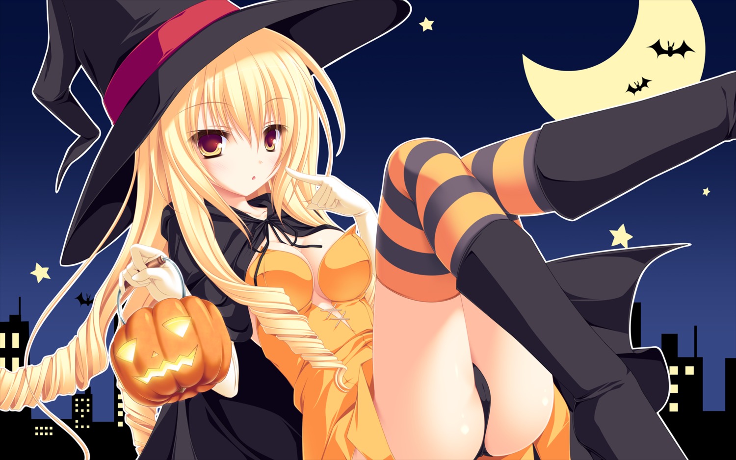 77 cameltoe cleavage halloween koshimizu_rin mikagami_mamizu pantsu thighhighs wallpaper whirlpool witch