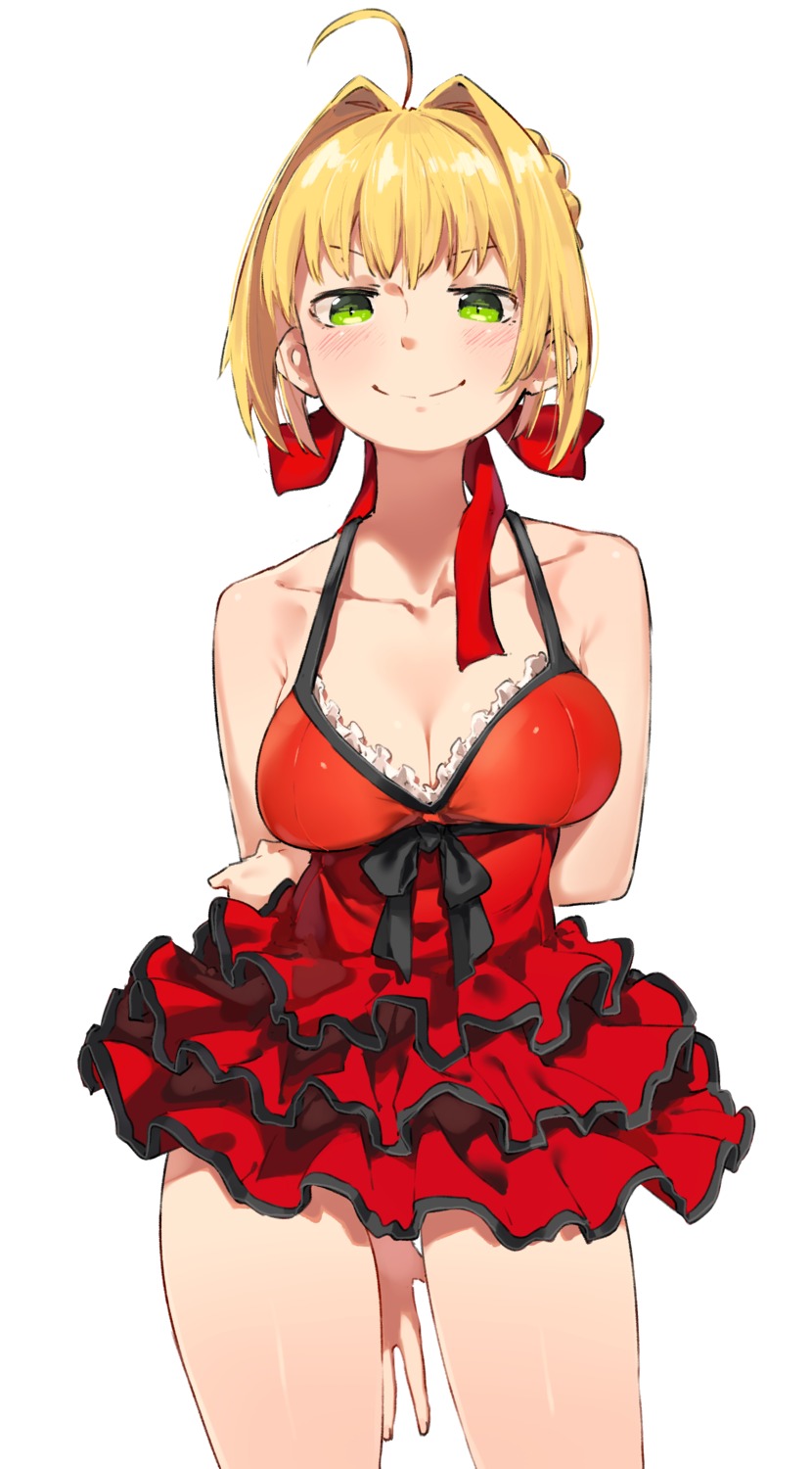 cleavage dress fate/extra fate/extra_ccc fate/stay_night kei_(soundcross) saber_extra