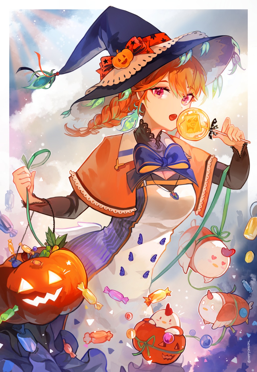 cleavage dress halloween happyongdal hololive hololive_english takanashi_kiara witch