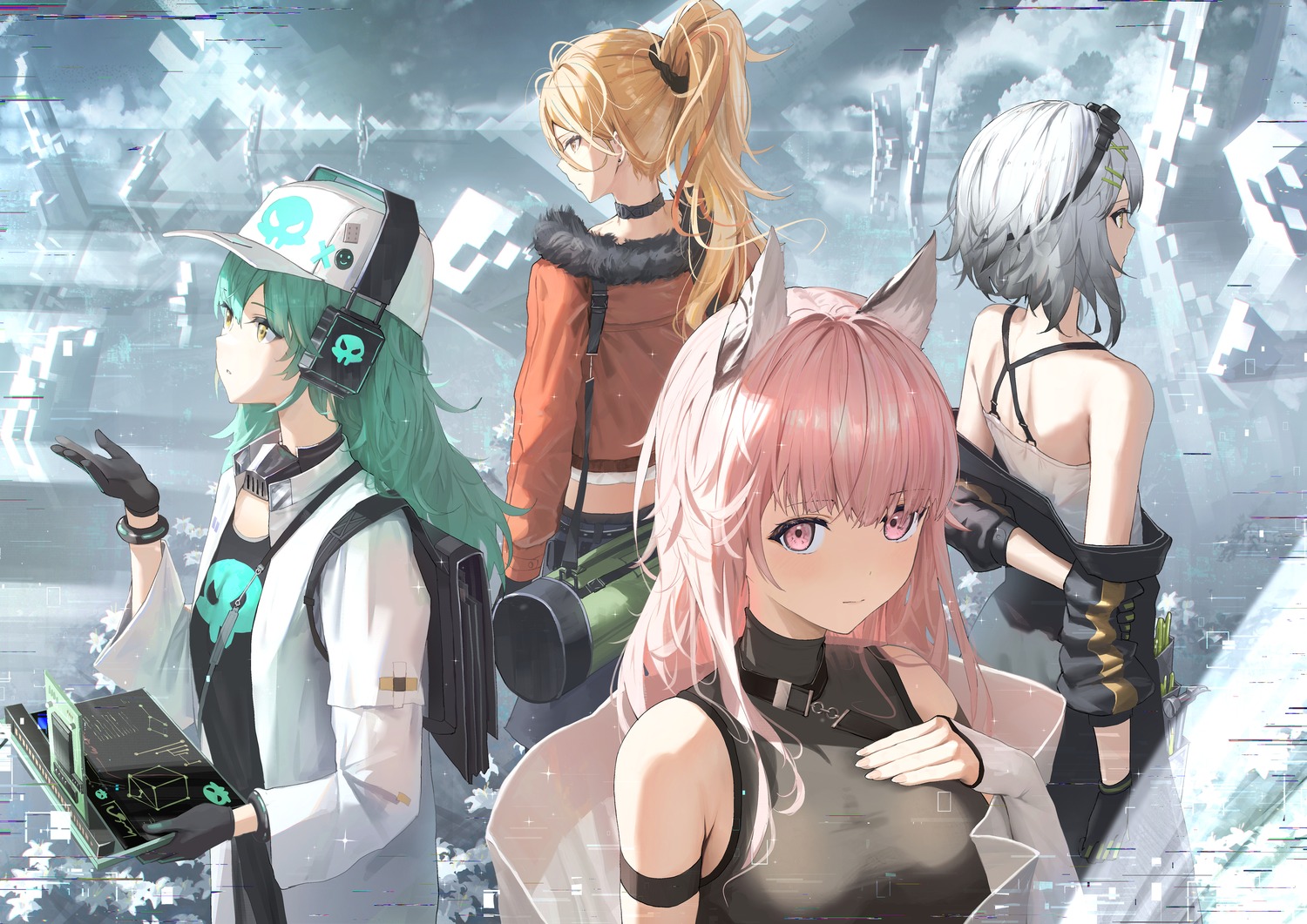 animal_ears antonina_(neural_cloud) croque_(neural_cloud) girls_frontline_neural_cloud headphones hidulume persica_(girls_frontline) sol_(neural_cloud)