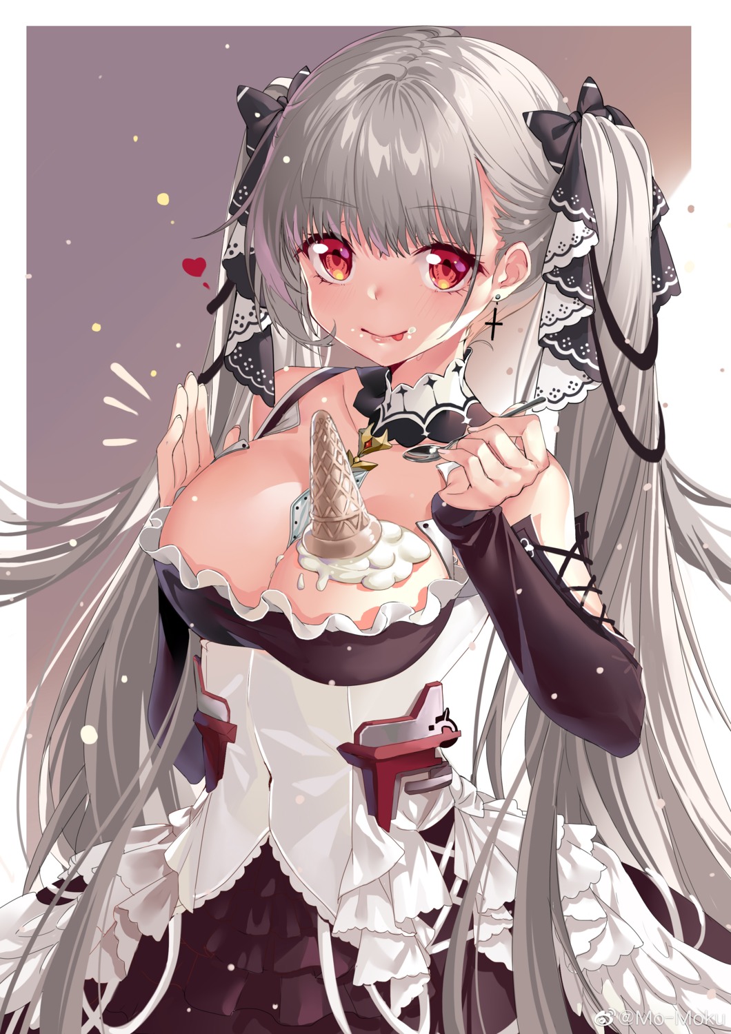 azur_lane breast_hold cream formidable_(azur_lane) gothic_lolita kikimi lolita_fashion no_bra