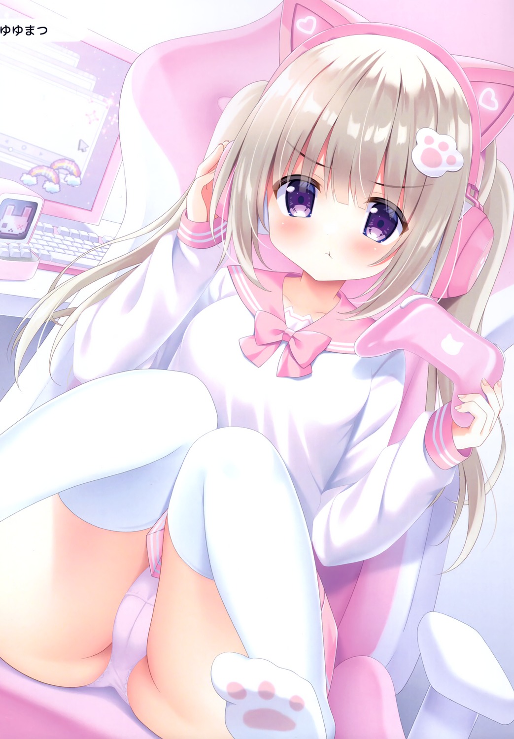 animal_ears cameltoe headphones pantsu seifuku thighhighs yuyumatsu