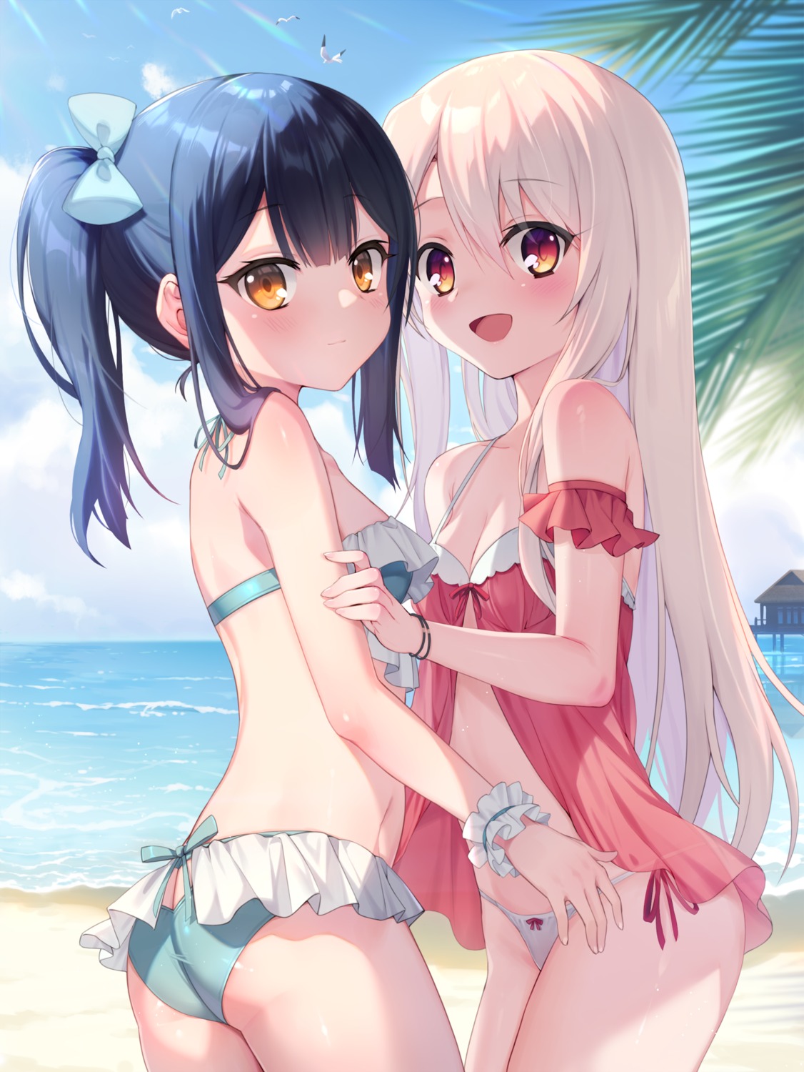 artist_revision ass bikini cleavage fate/kaleid_liner_prisma_illya fate/stay_night illyasviel_von_einzbern loli miyu_edelfelt see_through swimsuits taro_(ultrataro)