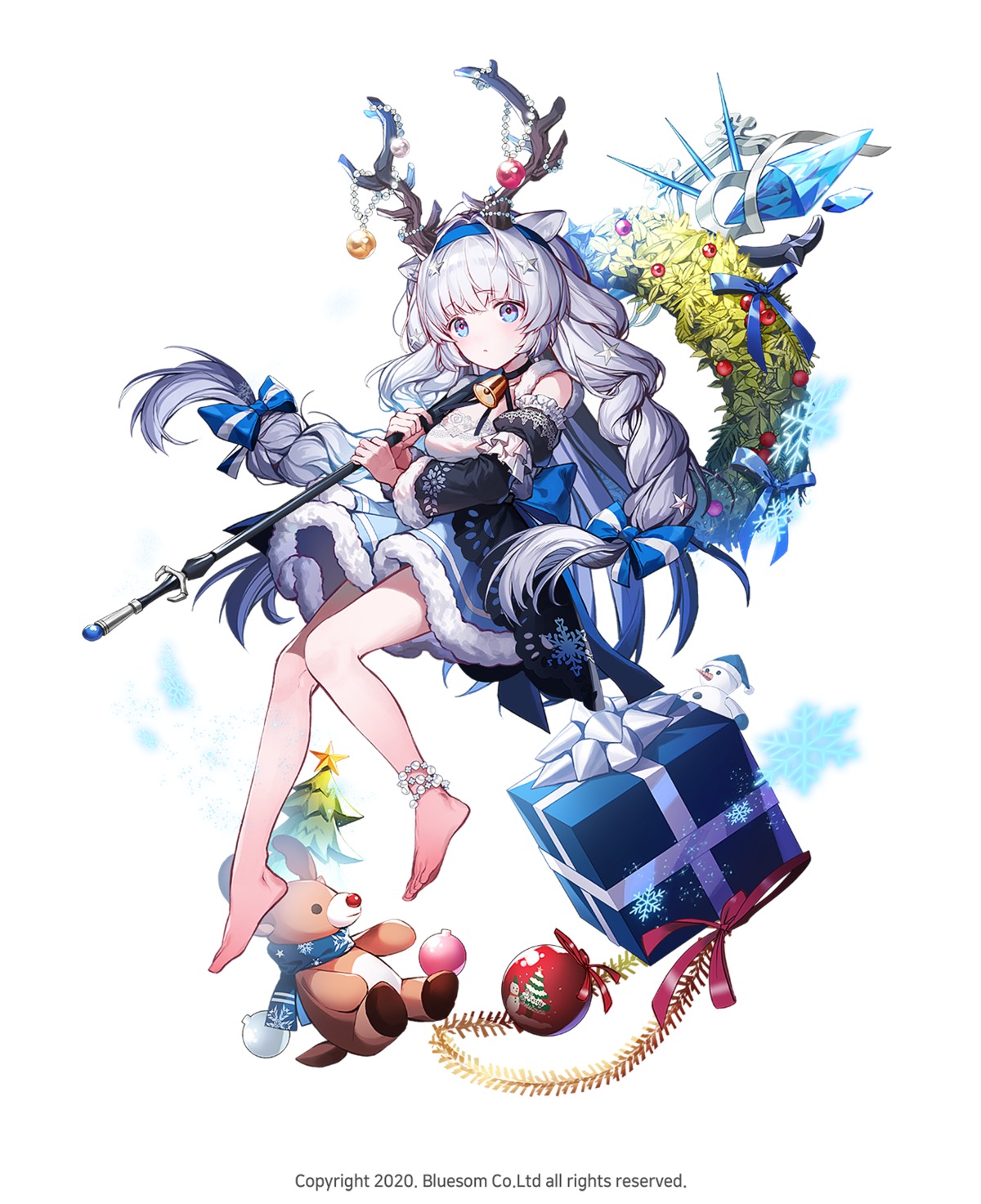 animal_ears christmas dress horns lentain skirt_lift weapon yasei_shoujo