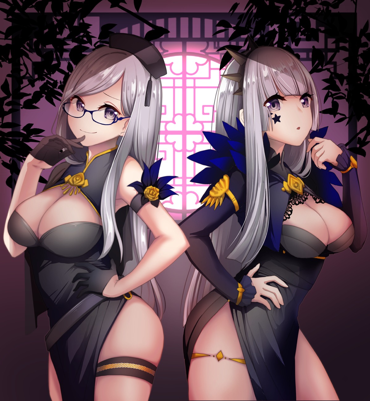 chinadress cleavage garter megane tattoo tooga_mashiro