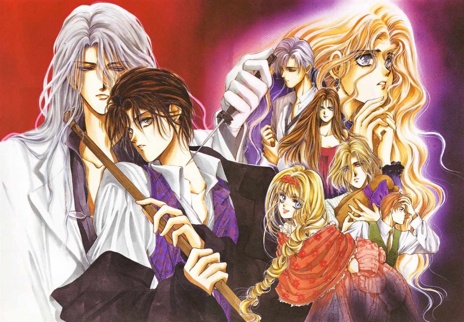 cain_c._hargreaves emmeline_lauderdale godchild hakushaku_cain_series jizabel_disraeli kimono maryweather_hargreaves meridiana oscar_gabriel riffael_raffit suzette sword yuki_kaori