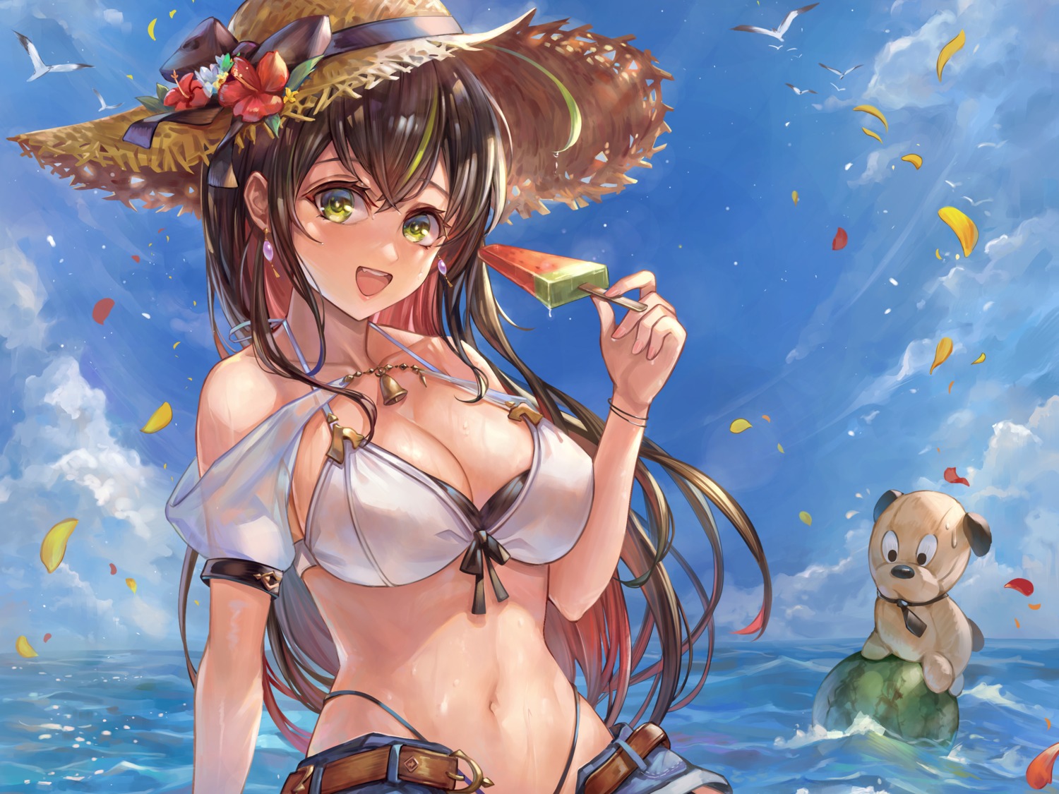 bikini cleavage swimsuits wet yahiro_(heartseek000)